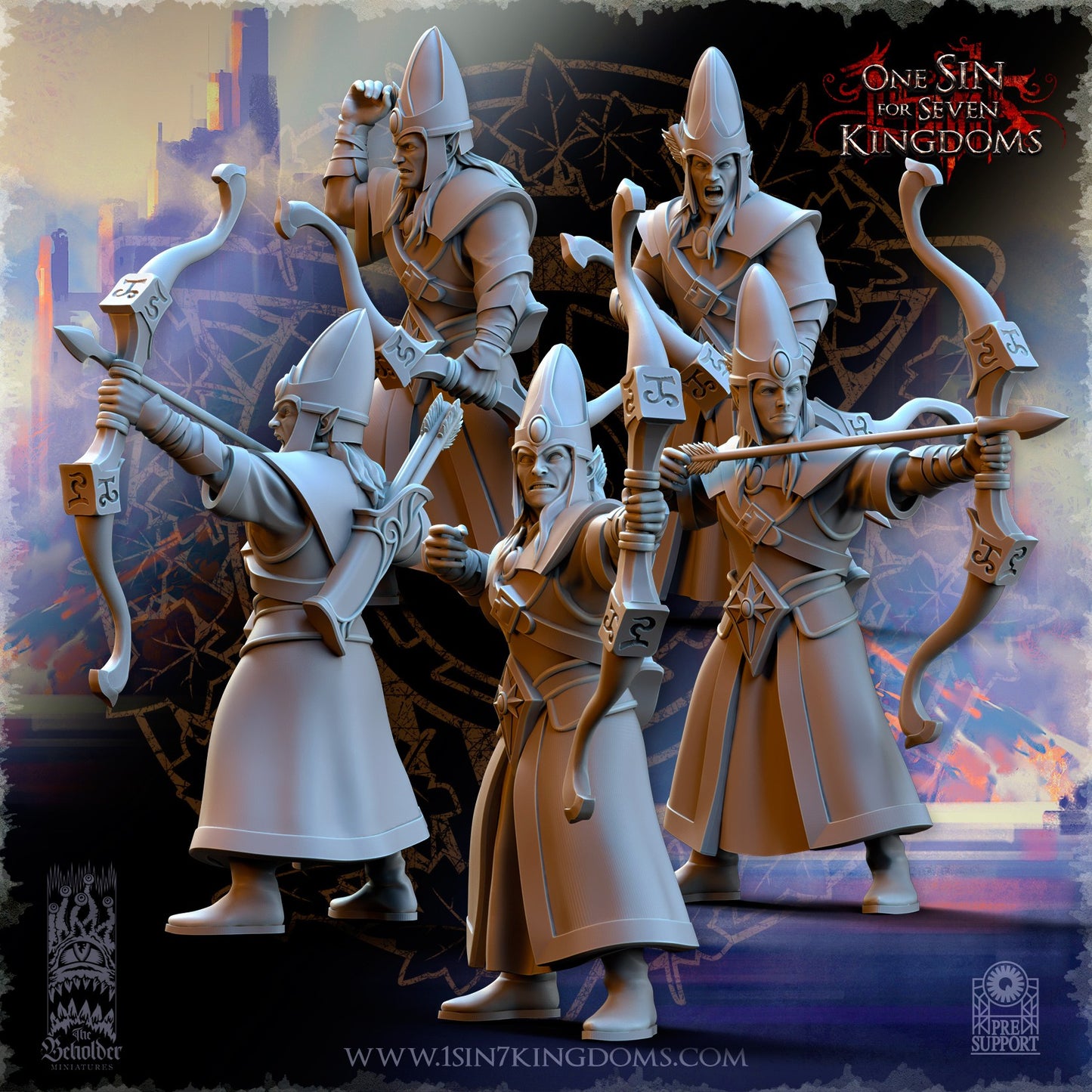 Miniatura Arqueros del reino Altos Elfos resina 32mm sin pintar - Drakholm