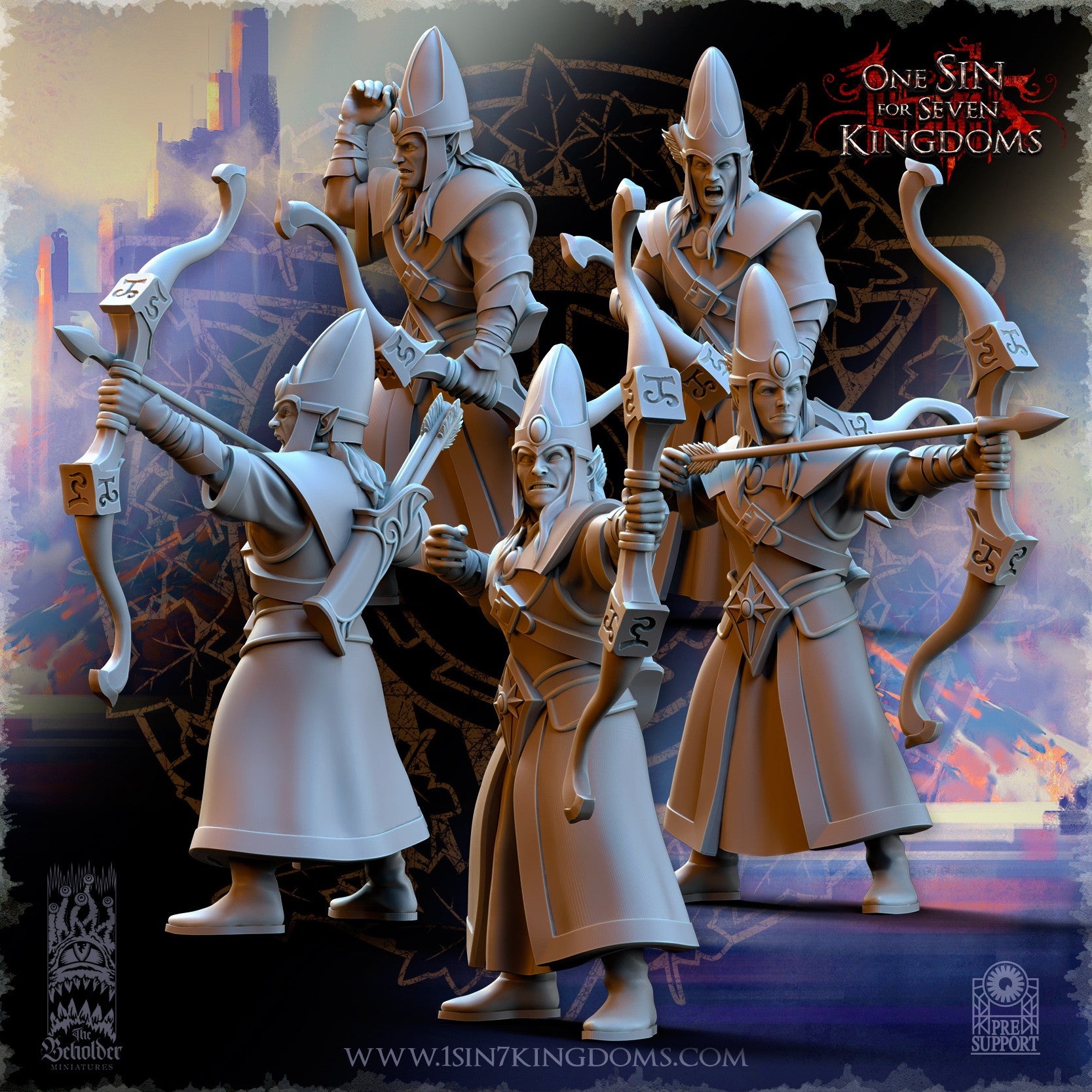 Miniatura Arqueros del reino Altos Elfos resina 32mm sin pintar - Drakholm