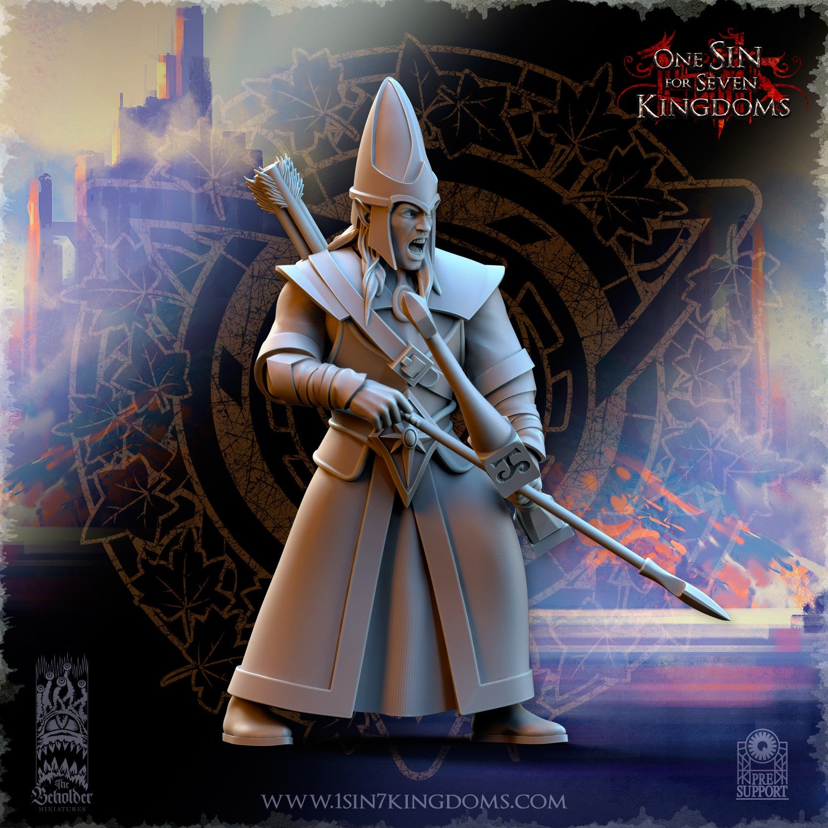 Miniatura Arqueros del reino Altos Elfos resina 32mm sin pintar - Drakholm