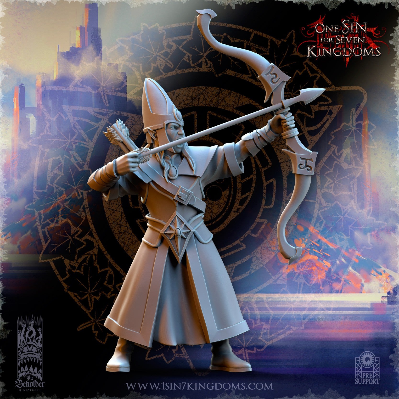 Miniatura Arqueros del reino Altos Elfos resina 32mm sin pintar - Drakholm