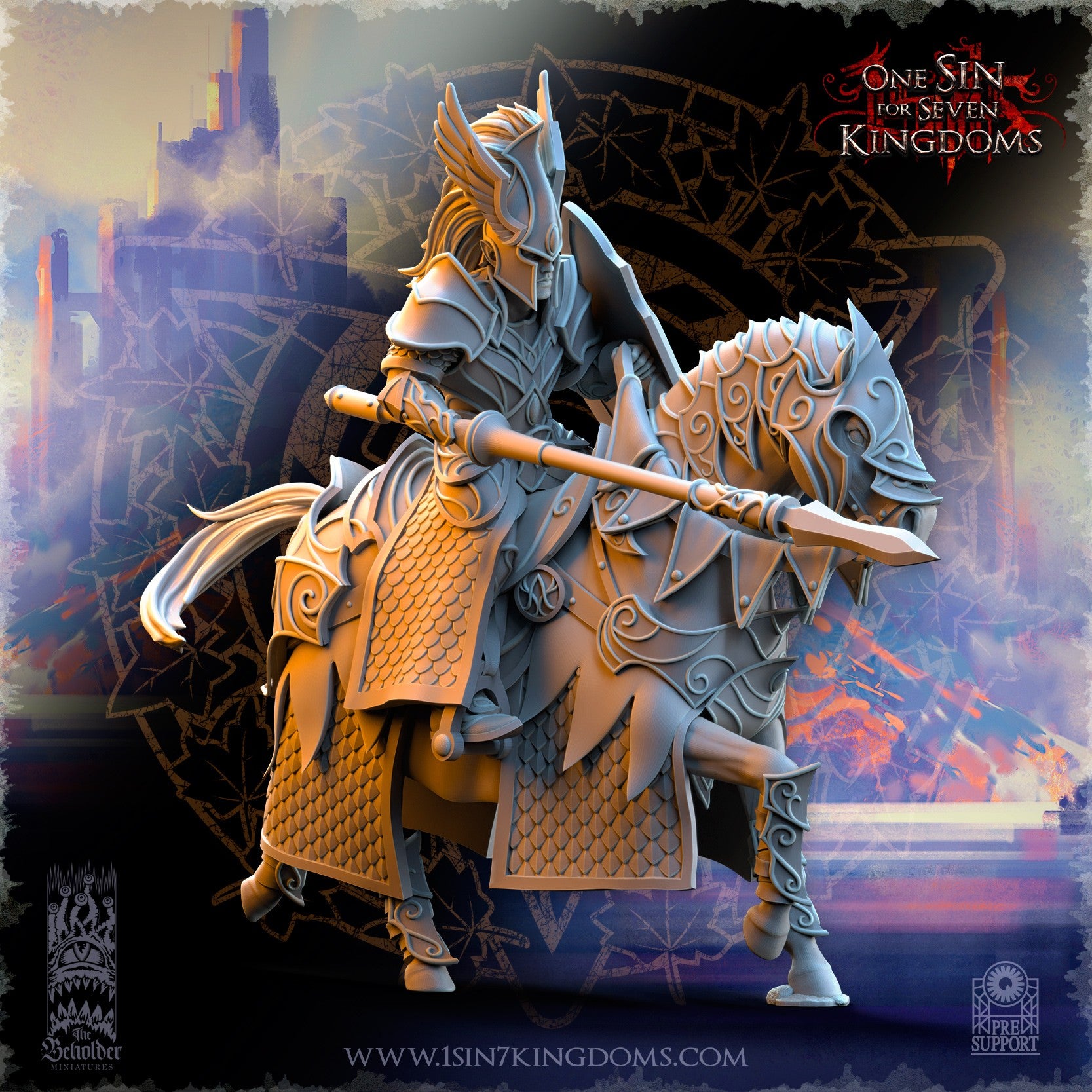Miniatura Caballeros de Ashur Altos Elfos resina 32mm sin pintar - Drakholm