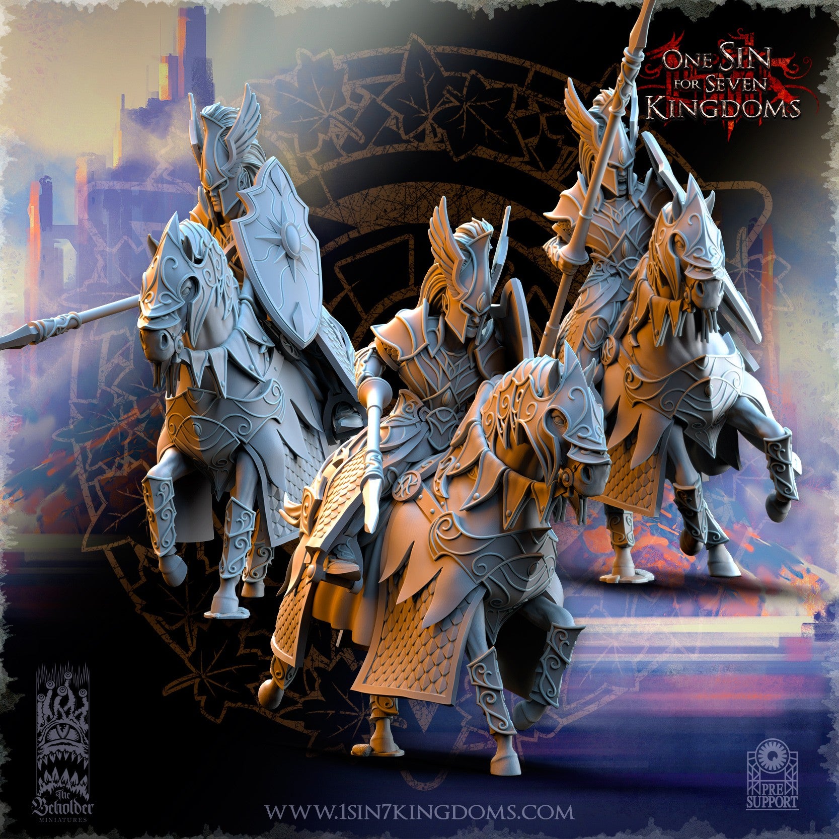 Miniatura Caballeros de Ashur Altos Elfos resina 32mm sin pintar - Drakholm