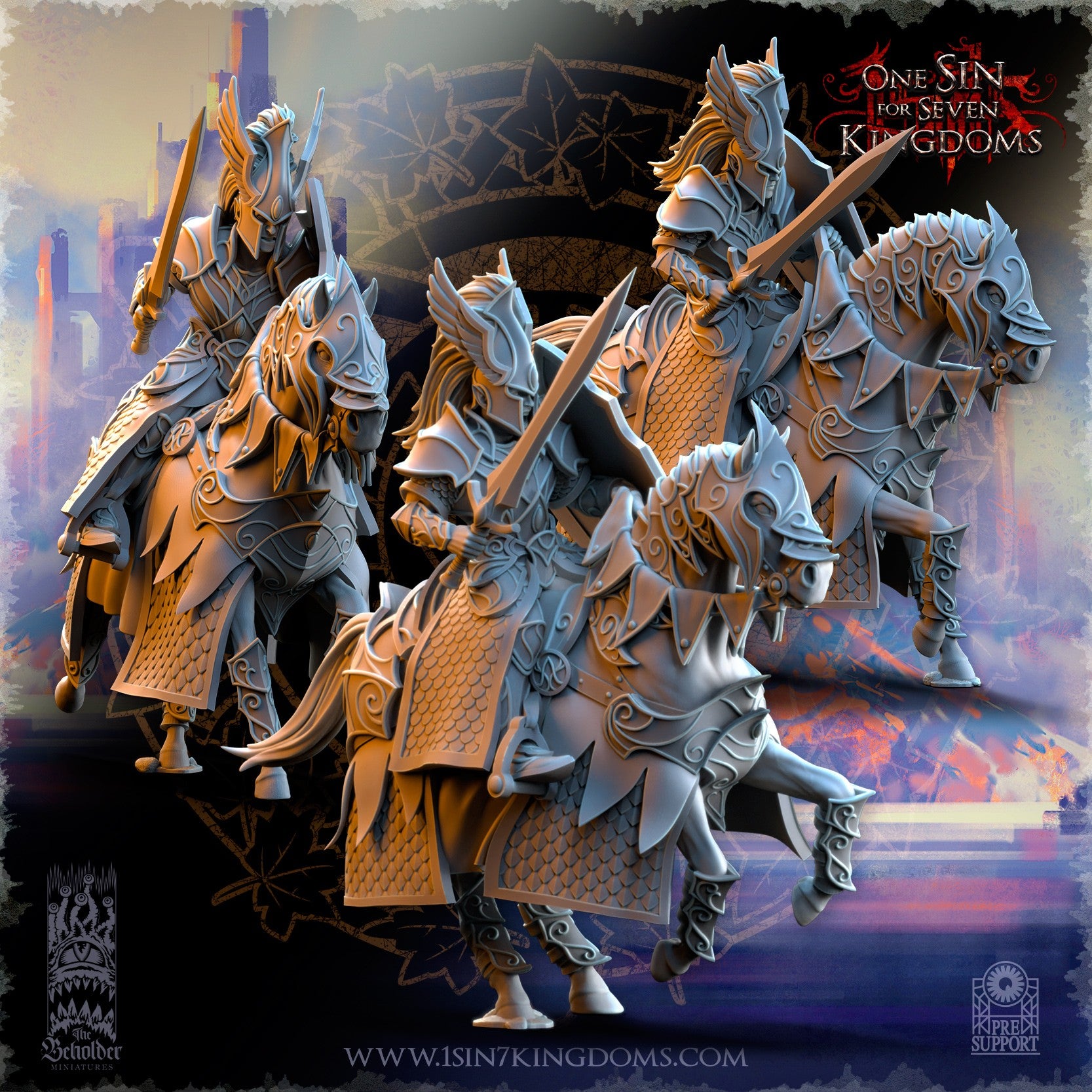 Miniatura Caballeros de Ashur Altos Elfos resina 32mm sin pintar - Drakholm