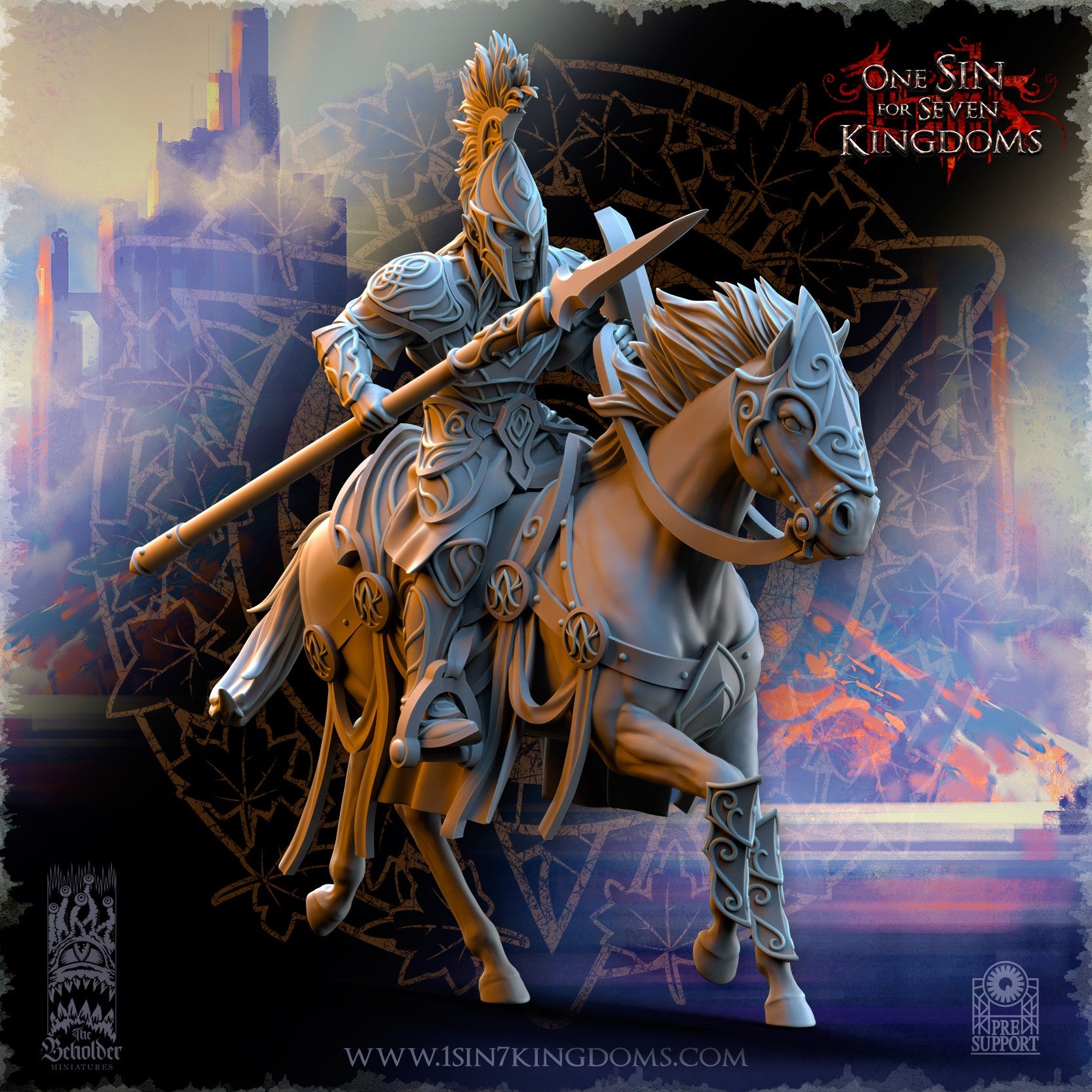 Miniatura Caballería ligera de plata Altos Elfos resina 32mm sin pintar - Drakholm