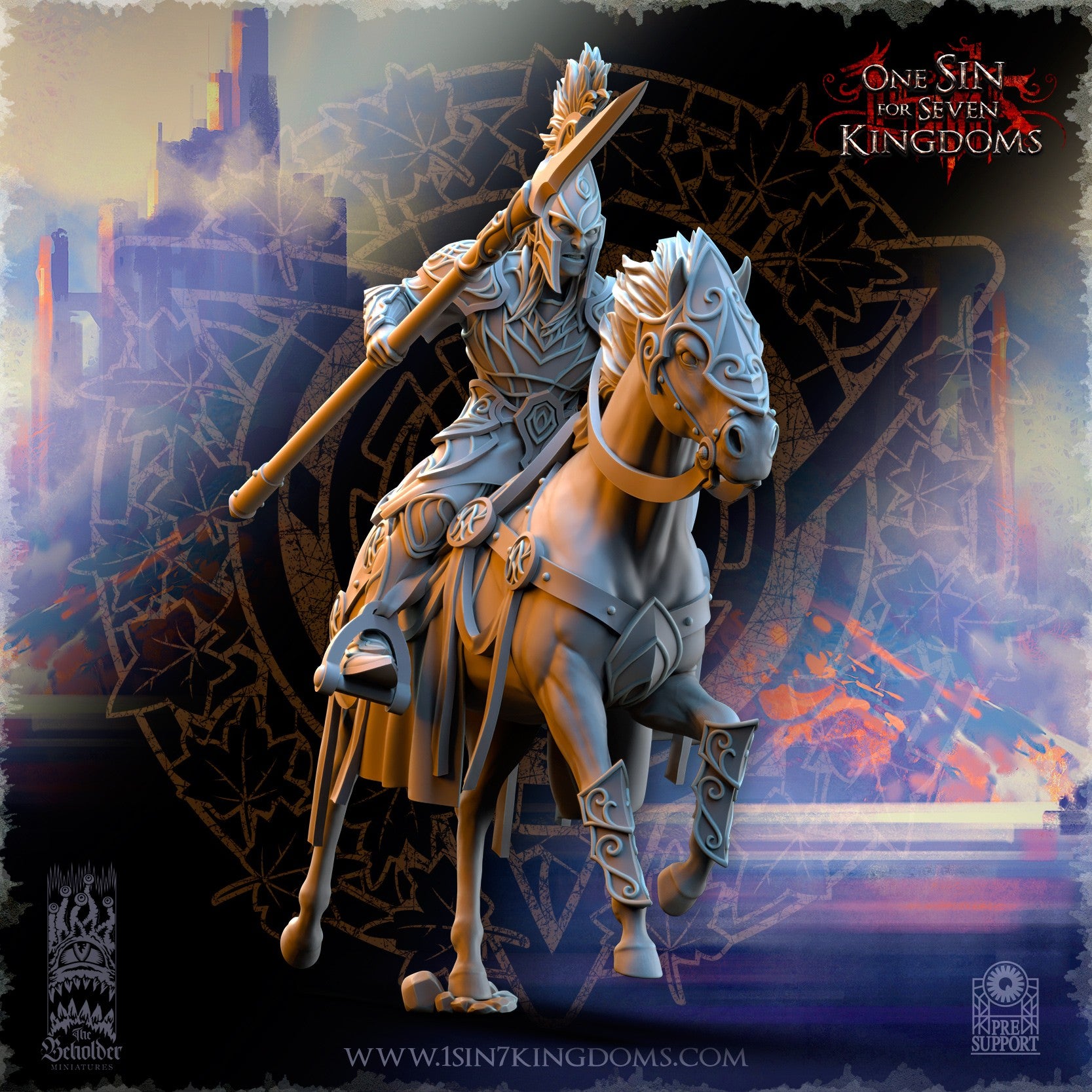Miniatura Caballería ligera de plata Altos Elfos resina 32mm sin pintar - Drakholm