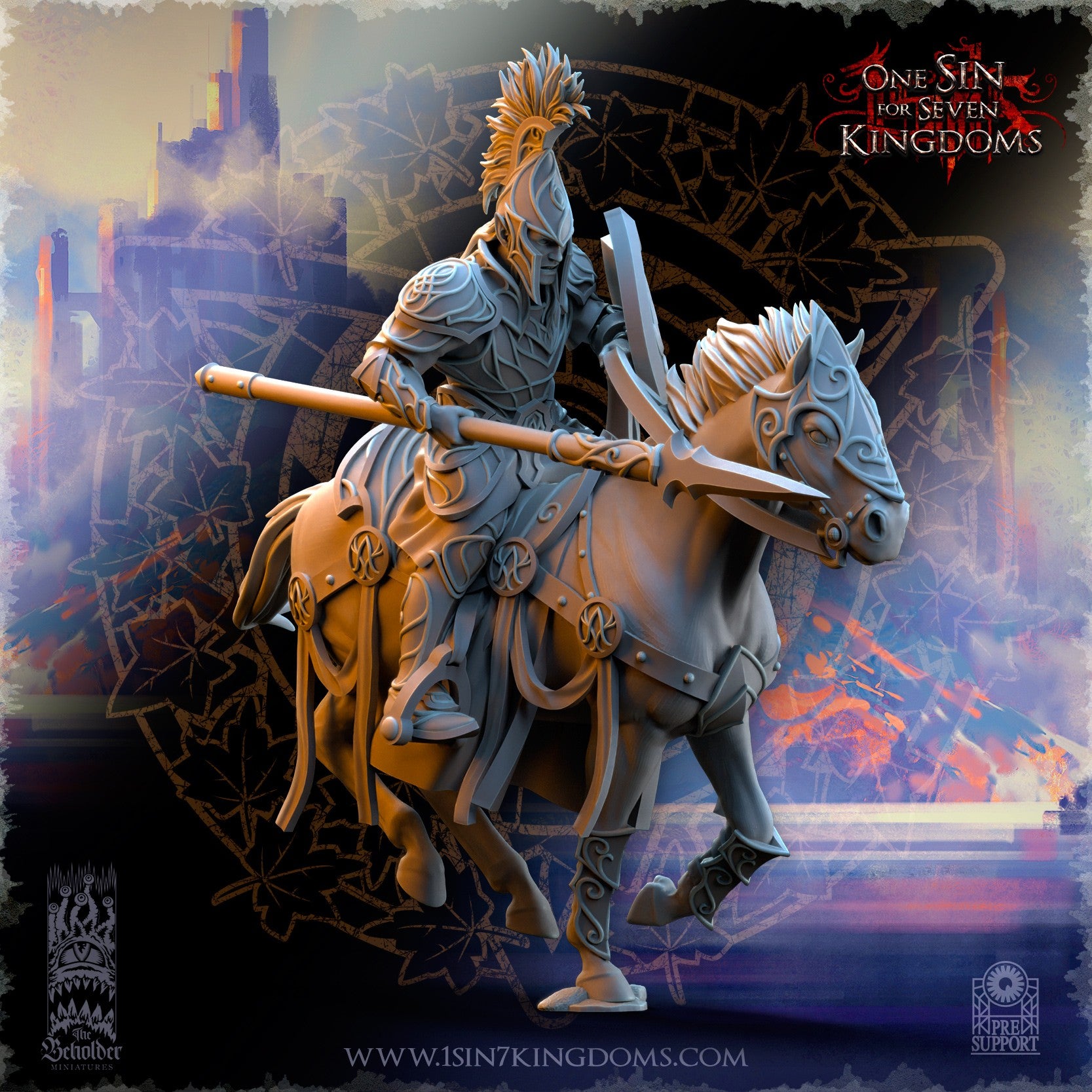 Miniatura Caballería ligera de plata Altos Elfos resina 32mm sin pintar - Drakholm