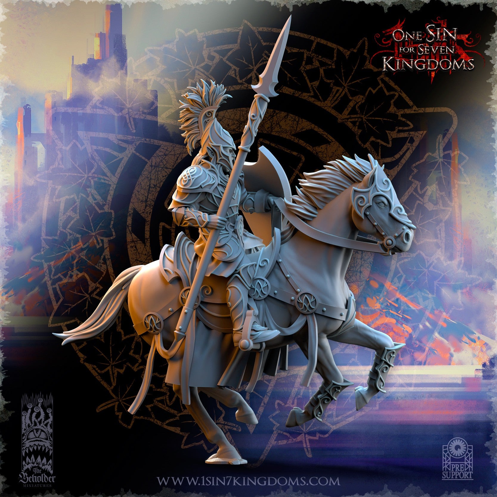 Miniatura Caballería ligera de plata Altos Elfos resina 32mm sin pintar - Drakholm