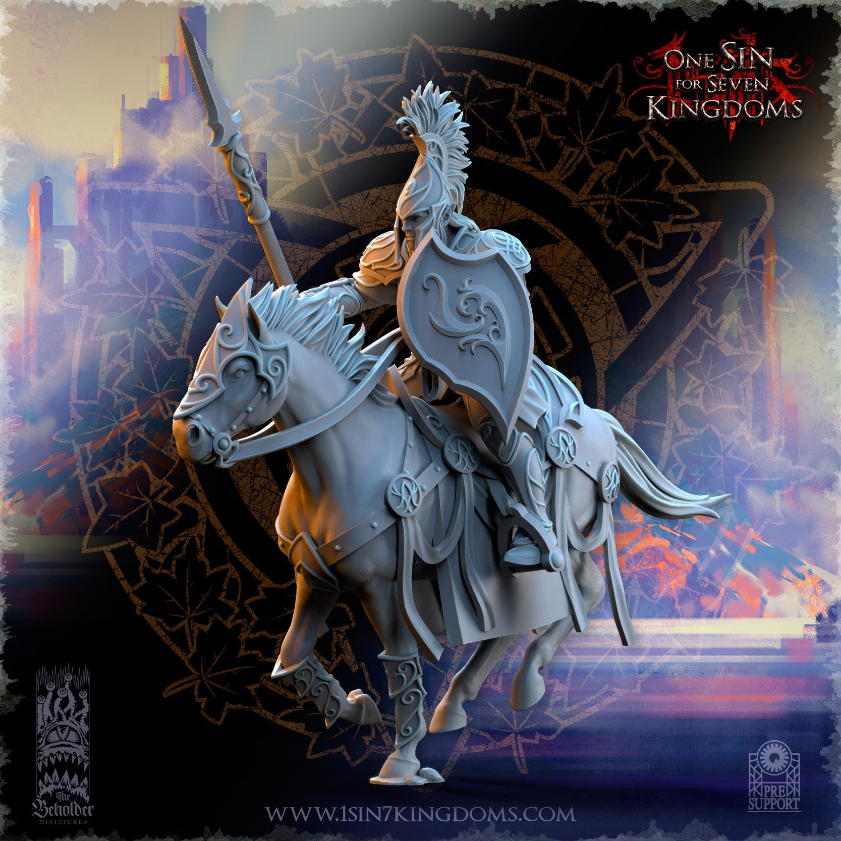 Miniatura Caballería ligera de plata Altos Elfos resina 32mm sin pintar - Drakholm