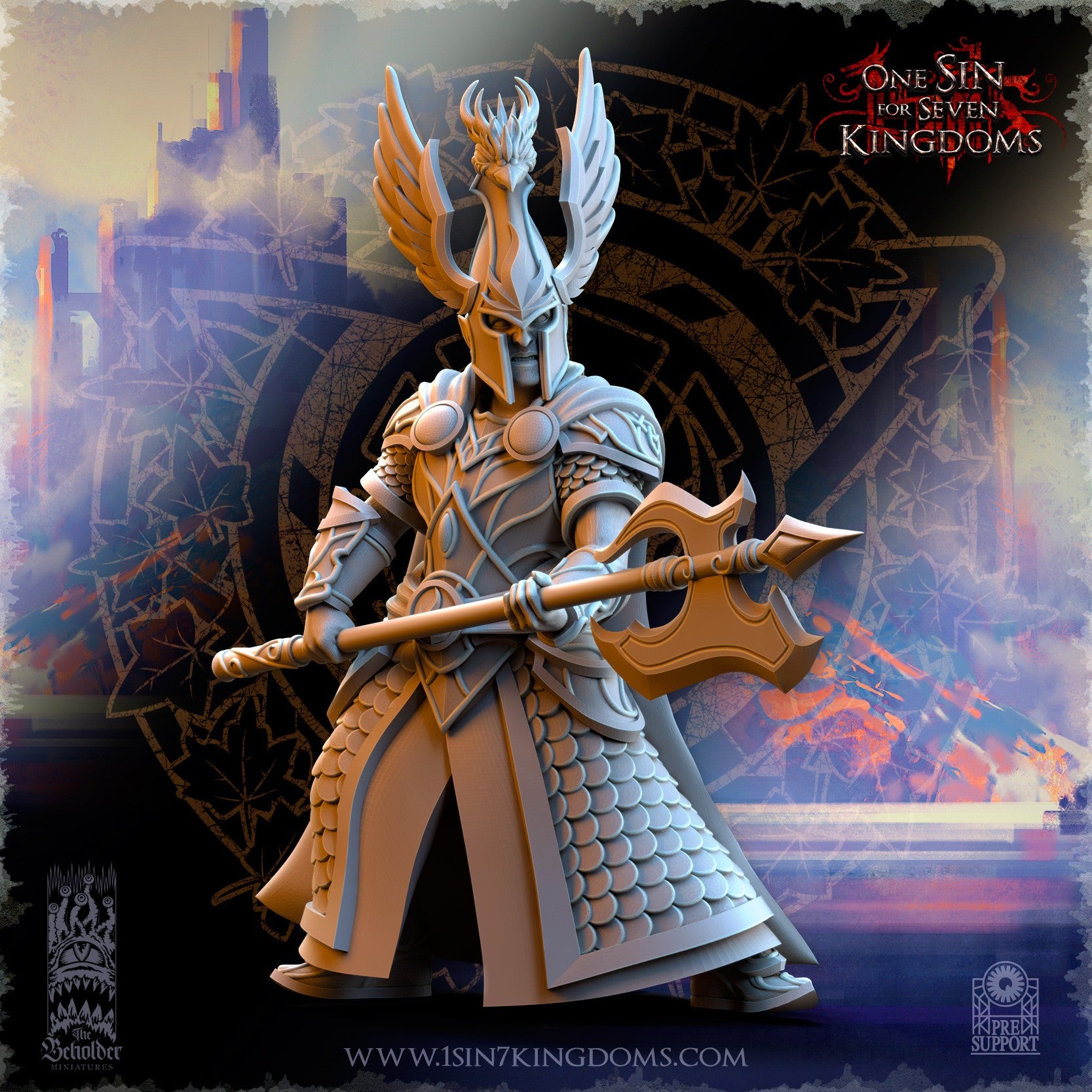 Miniatura Guardianes del pájaro ardiente Altos Elfos resina 32mm sin pintar - Drakholm