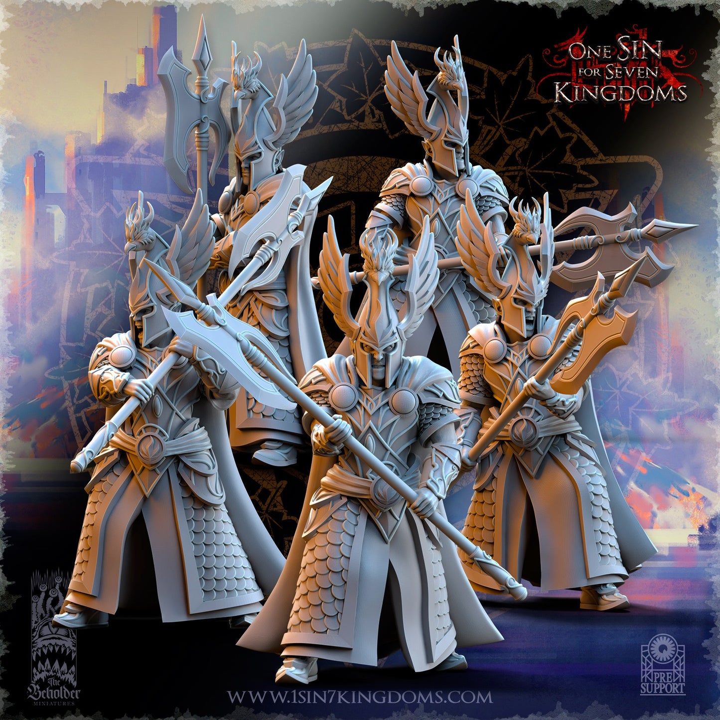 Miniatura Guardianes del pájaro ardiente Altos Elfos resina 32mm sin pintar - Drakholm