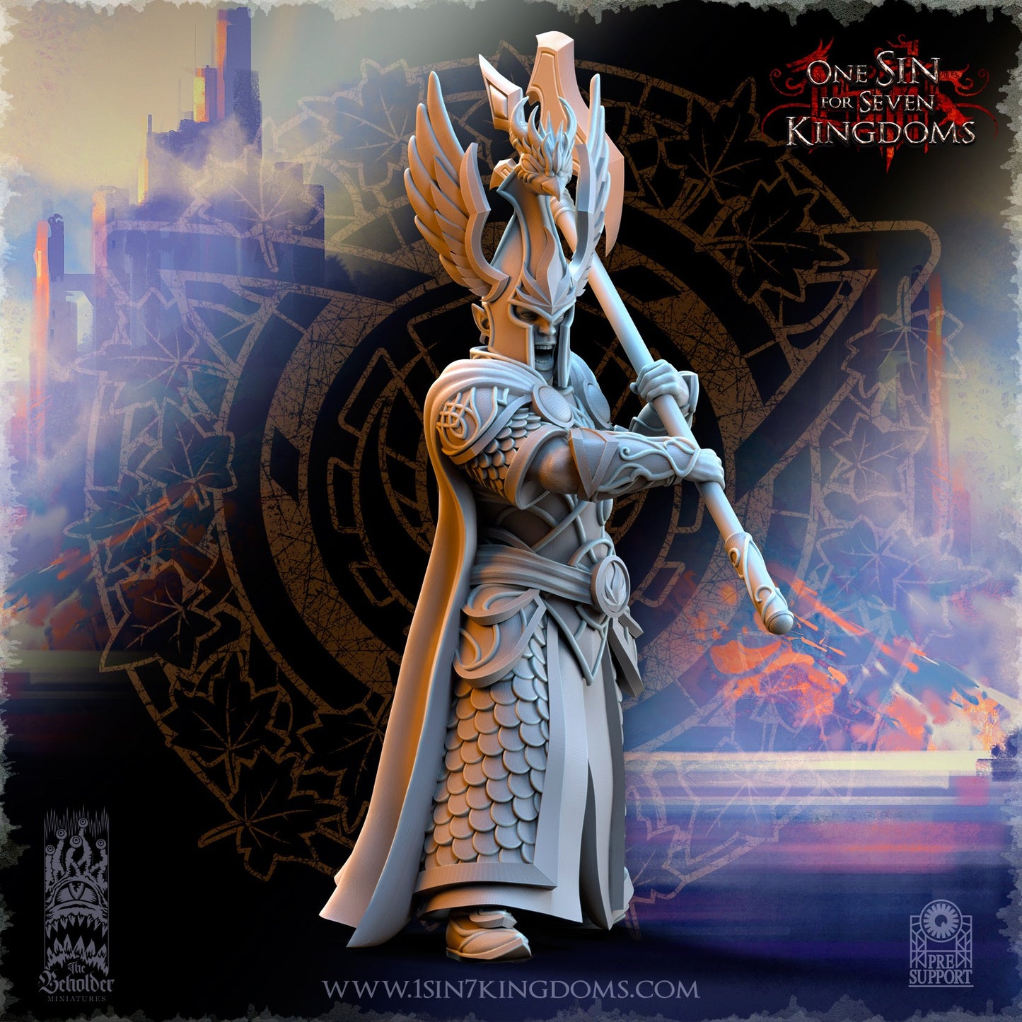 Miniatura Guardianes del pájaro ardiente Altos Elfos resina 32mm sin pintar - Drakholm