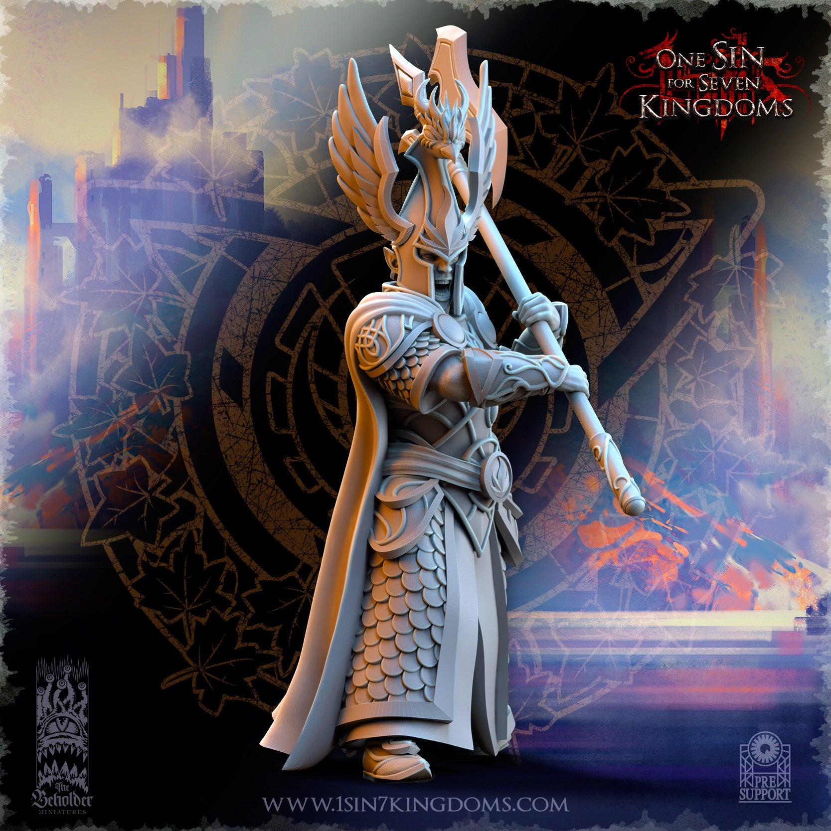 Miniatura Guardianes del pájaro ardiente Altos Elfos resina 32mm sin pintar - Drakholm