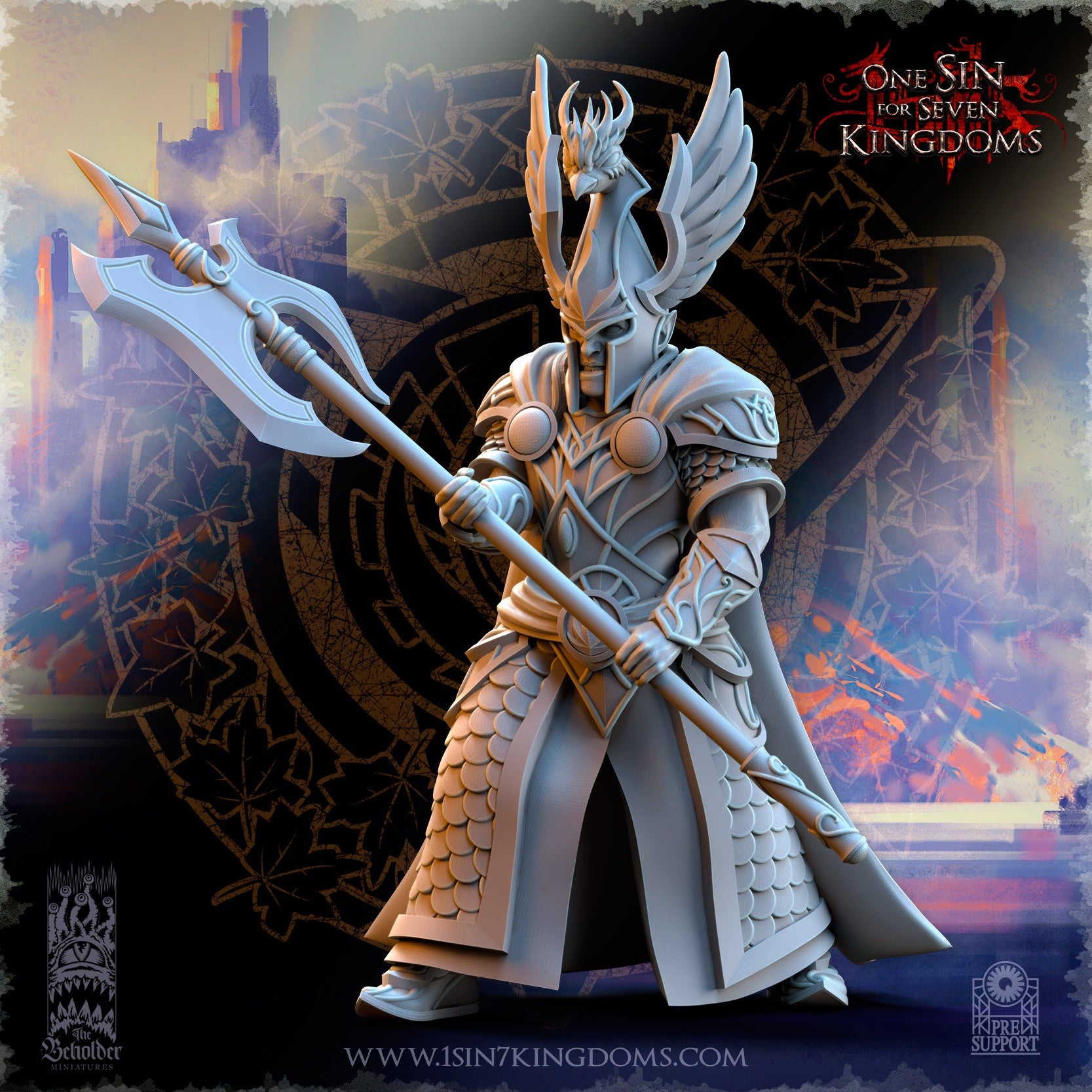 Miniatura Guardianes del pájaro ardiente Altos Elfos resina 32mm sin pintar - Drakholm