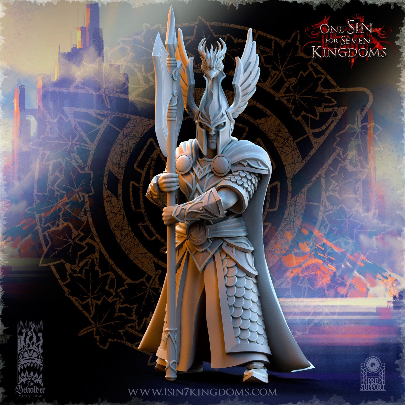 Miniatura Guardianes del pájaro ardiente Altos Elfos resina 32mm sin pintar - Drakholm