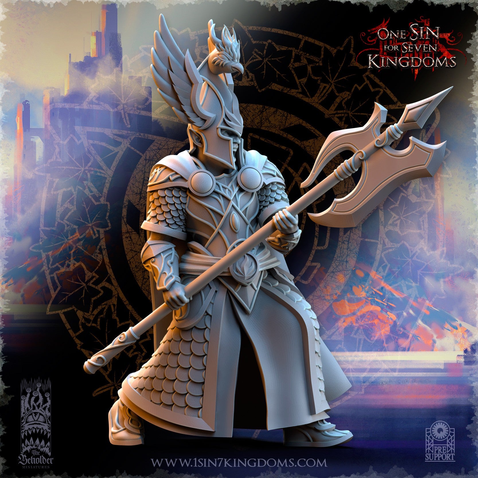 Miniatura Guardianes del pájaro ardiente Altos Elfos resina 32mm sin pintar - Drakholm