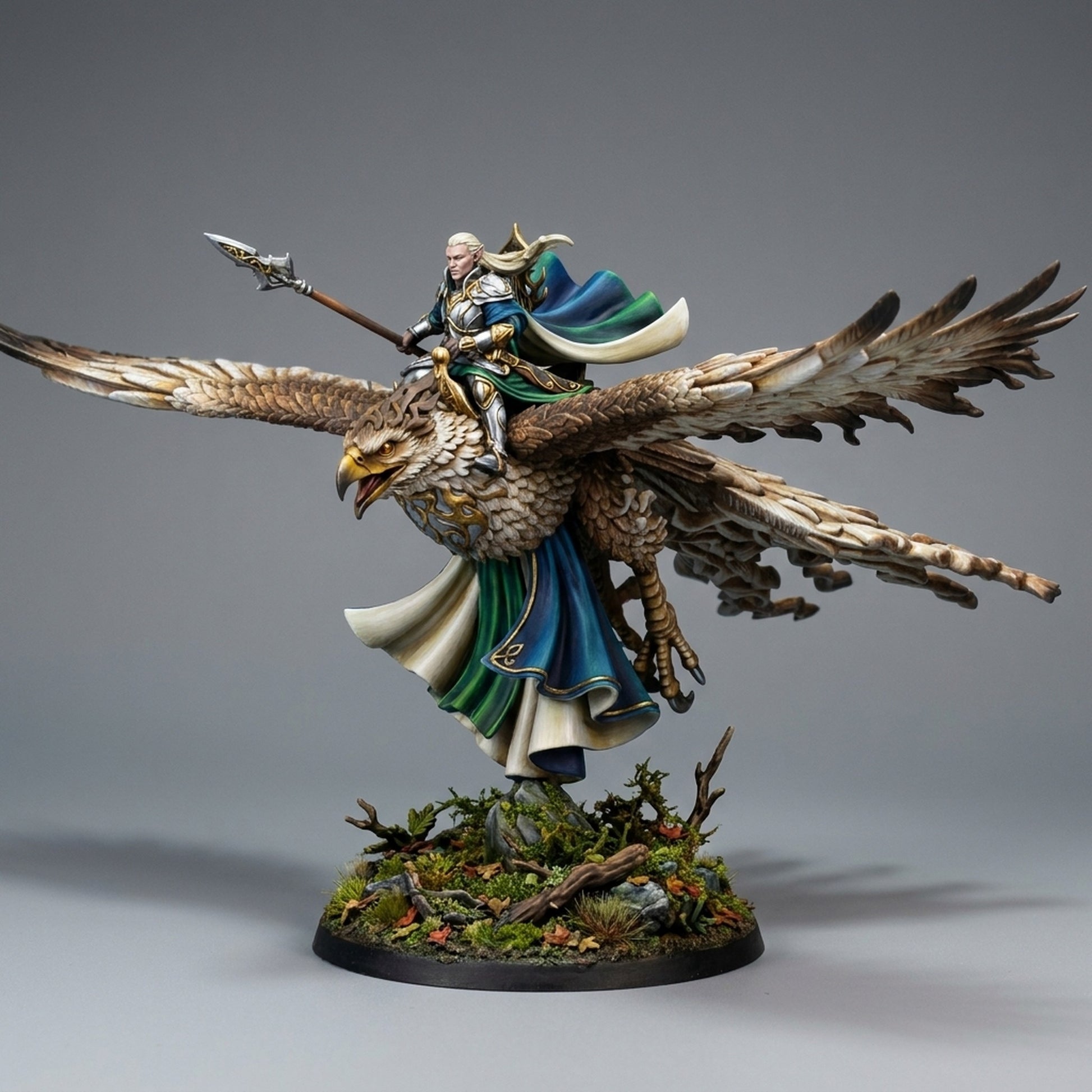 Miniatura Señor del pájaro ardiente sobre fénix Altos Elfos resina 32mm sin pintar - Drakholm