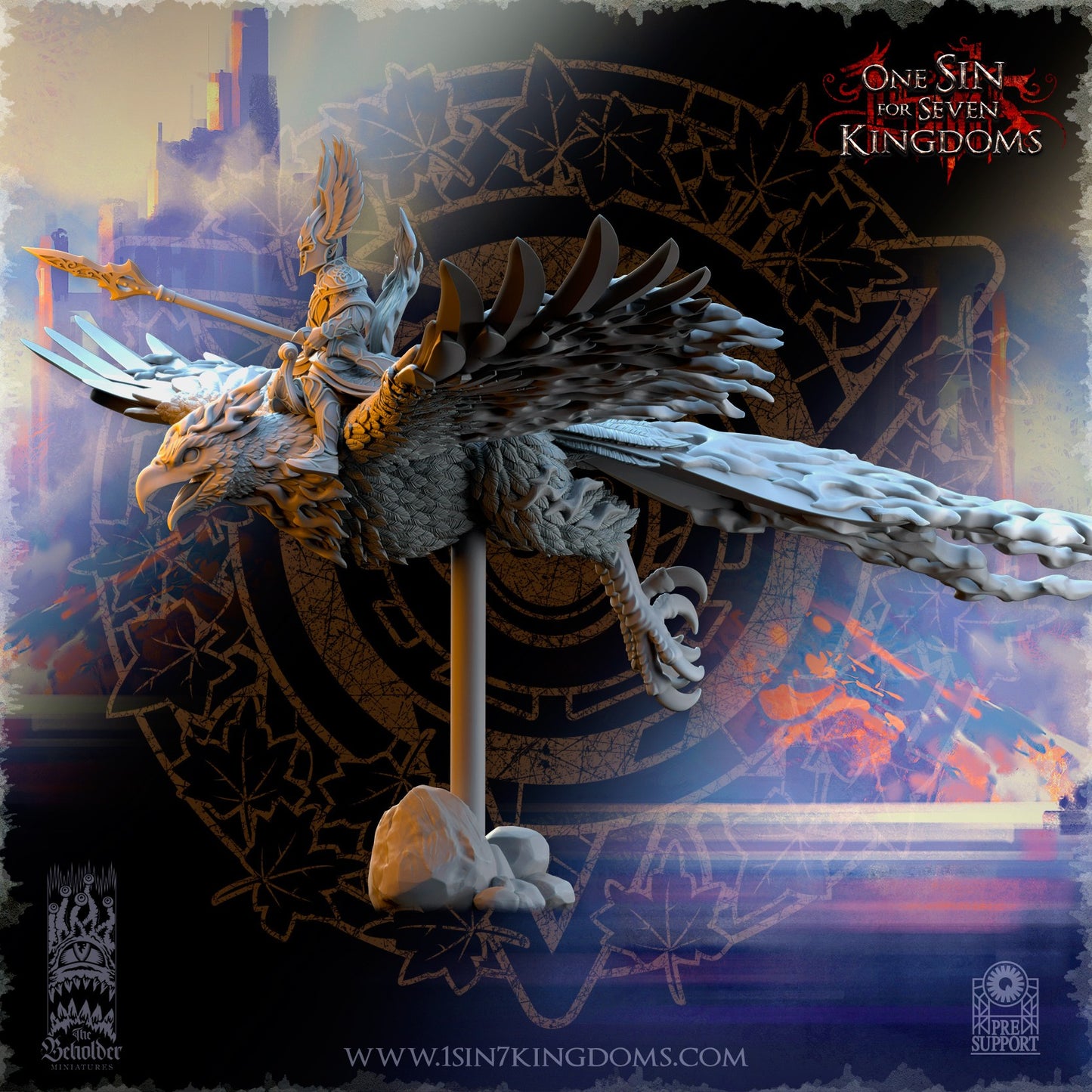 Miniatura Señor del pájaro ardiente sobre fénix Altos Elfos resina 32mm sin pintar - Drakholm