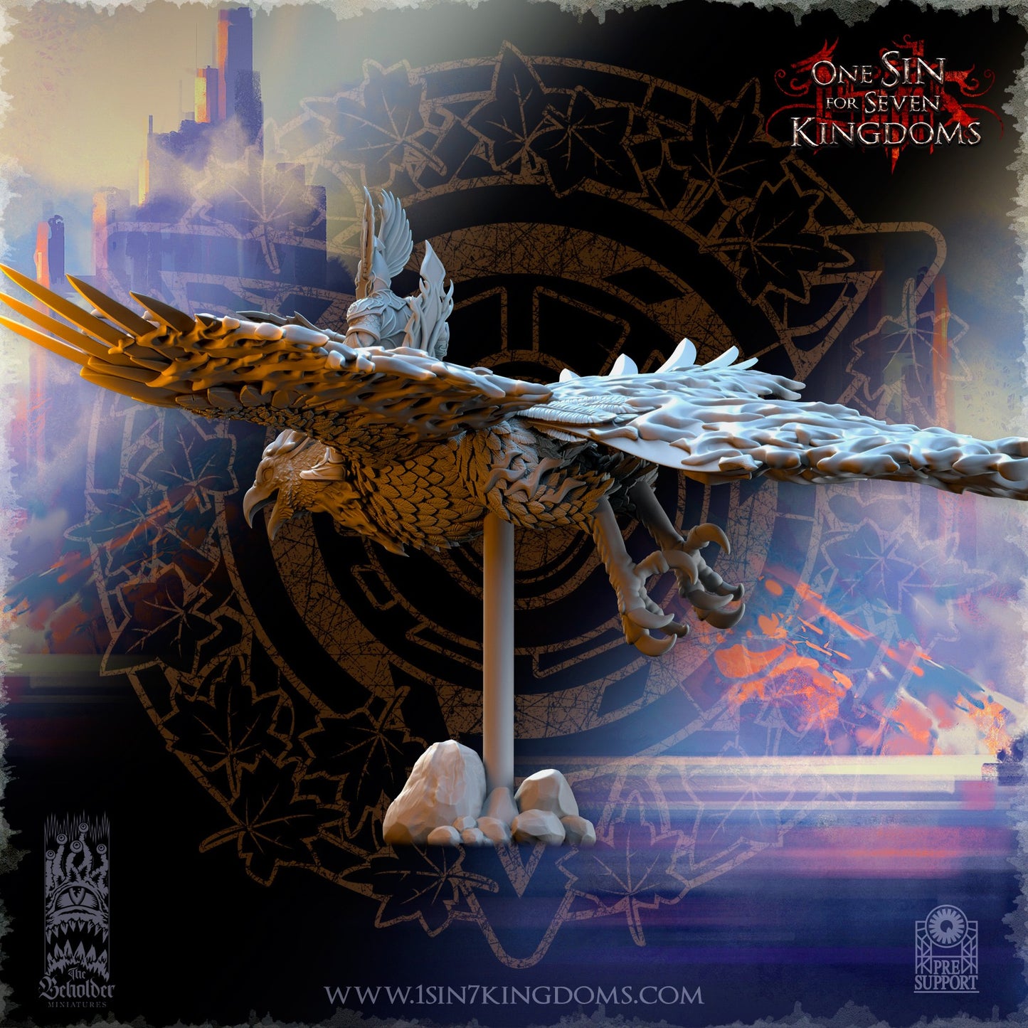 Miniatura Señor del pájaro ardiente sobre fénix Altos Elfos resina 32mm sin pintar - Drakholm