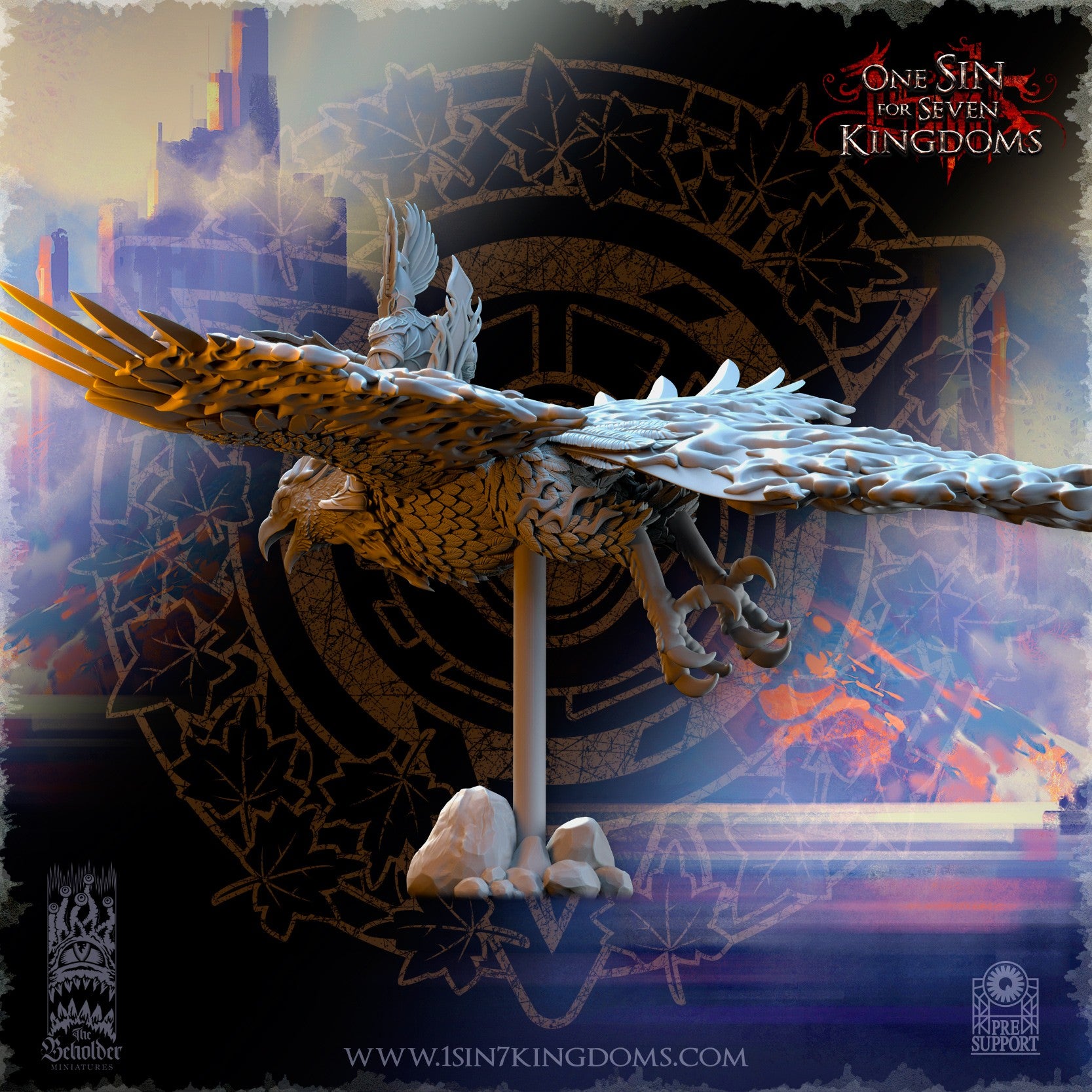 Miniatura Señor del pájaro ardiente sobre fénix Altos Elfos resina 32mm sin pintar - Drakholm