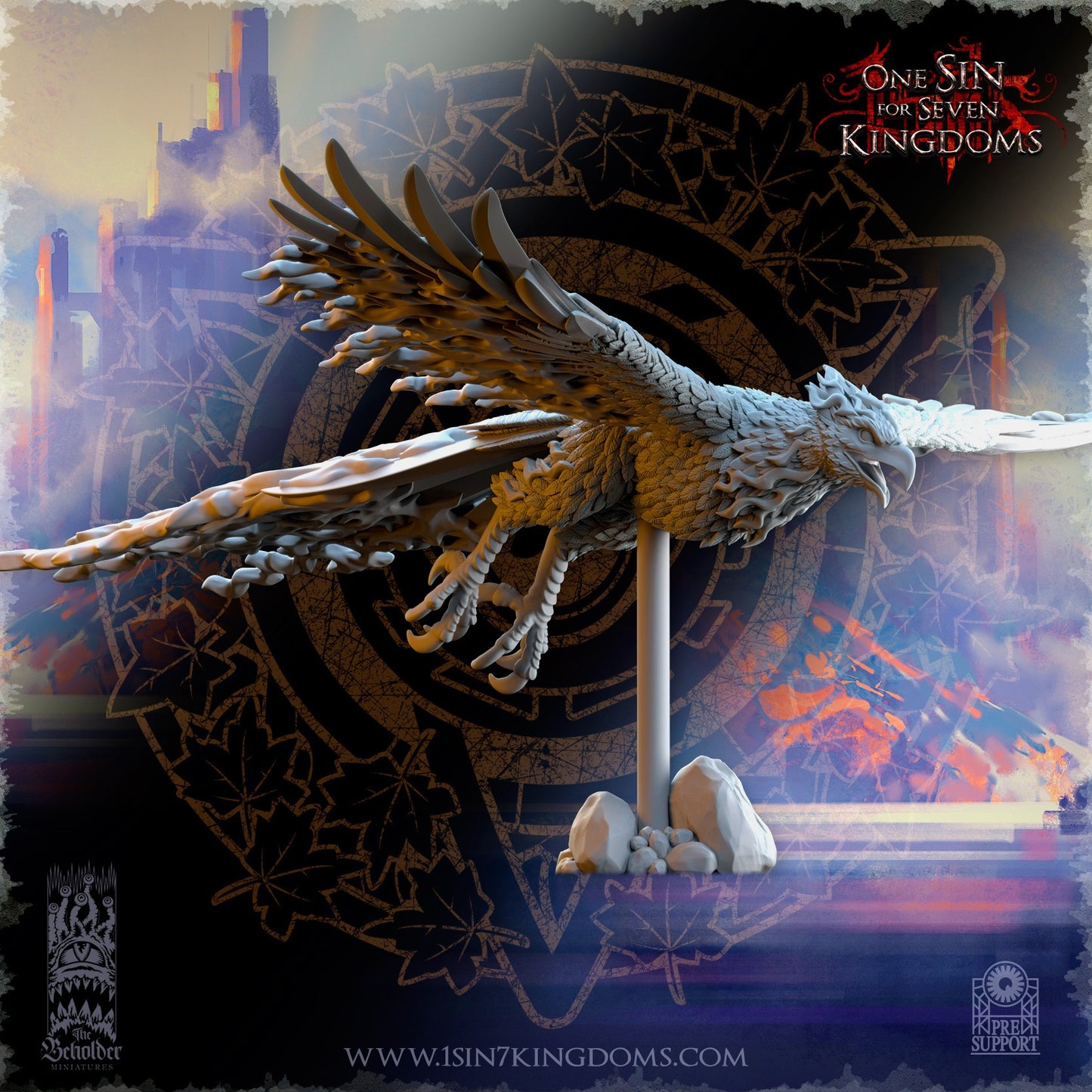 Miniatura Señor del pájaro ardiente sobre fénix Altos Elfos resina 32mm sin pintar - Drakholm