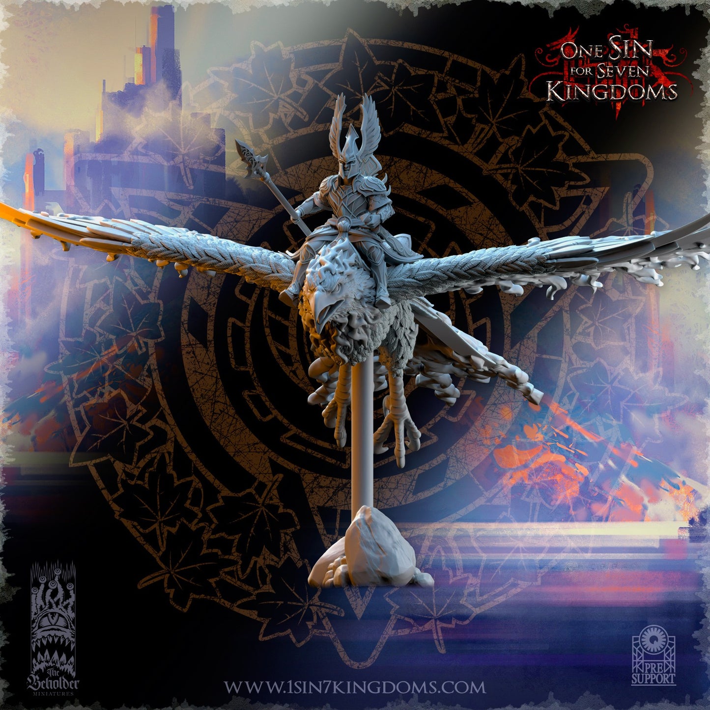 Miniatura Señor del pájaro ardiente sobre fénix Altos Elfos resina 32mm sin pintar - Drakholm