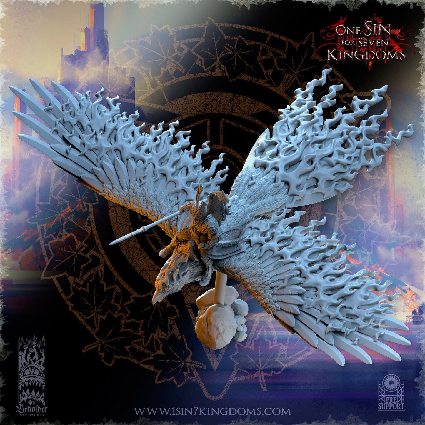 Miniatura Señor del pájaro ardiente sobre fénix Altos Elfos resina 32mm sin pintar - Drakholm