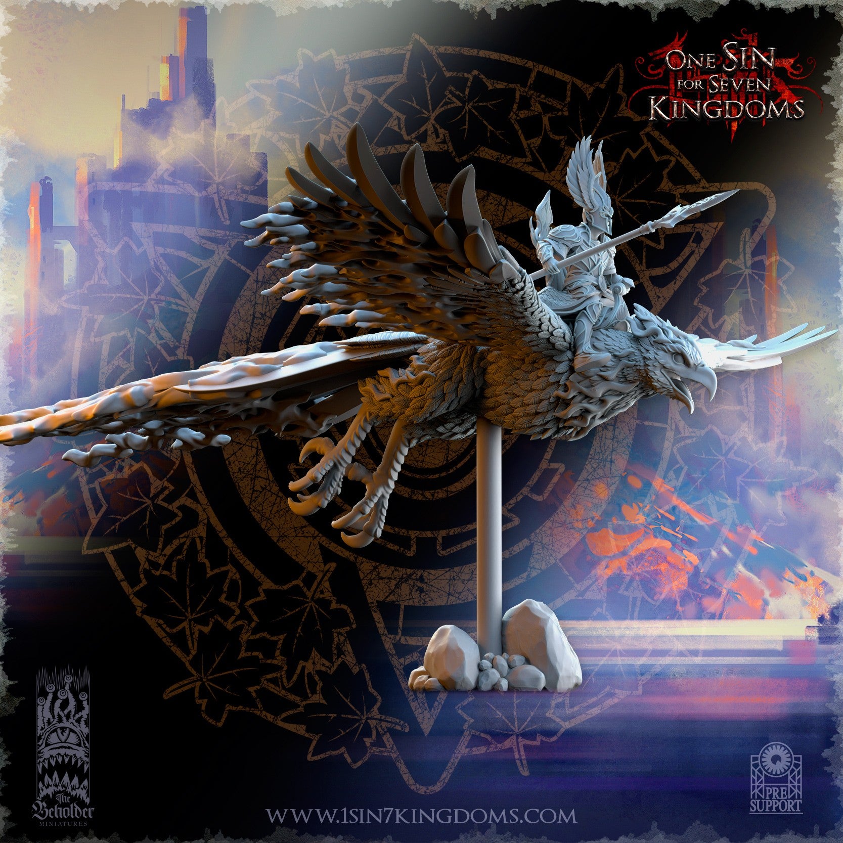 Miniatura Señor del pájaro ardiente sobre fénix Altos Elfos resina 32mm sin pintar - Drakholm