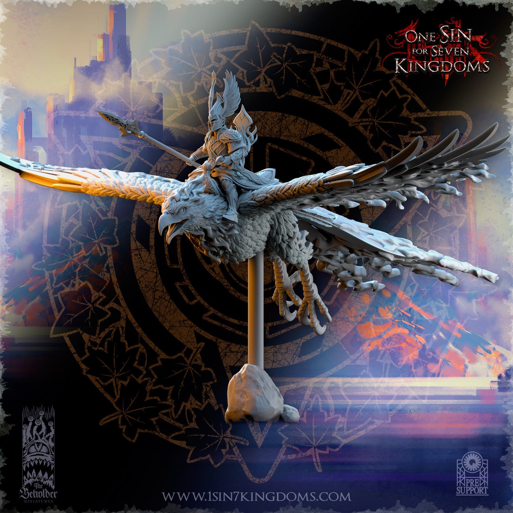 Miniatura Señor del pájaro ardiente sobre fénix Altos Elfos resina 32mm sin pintar - Drakholm