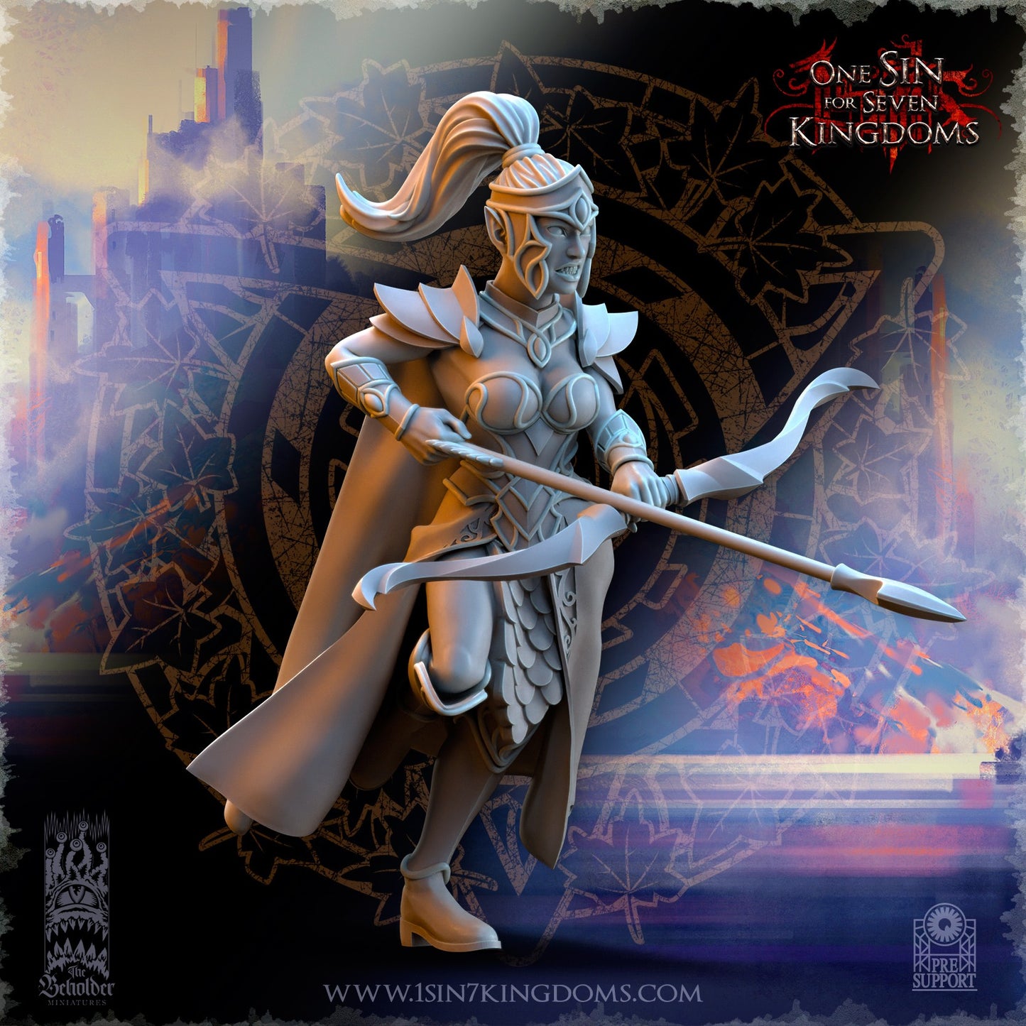 Miniatura Hermandad arquera de Plataluna Altos Elfos resina 32mm sin pintar - Drakholm