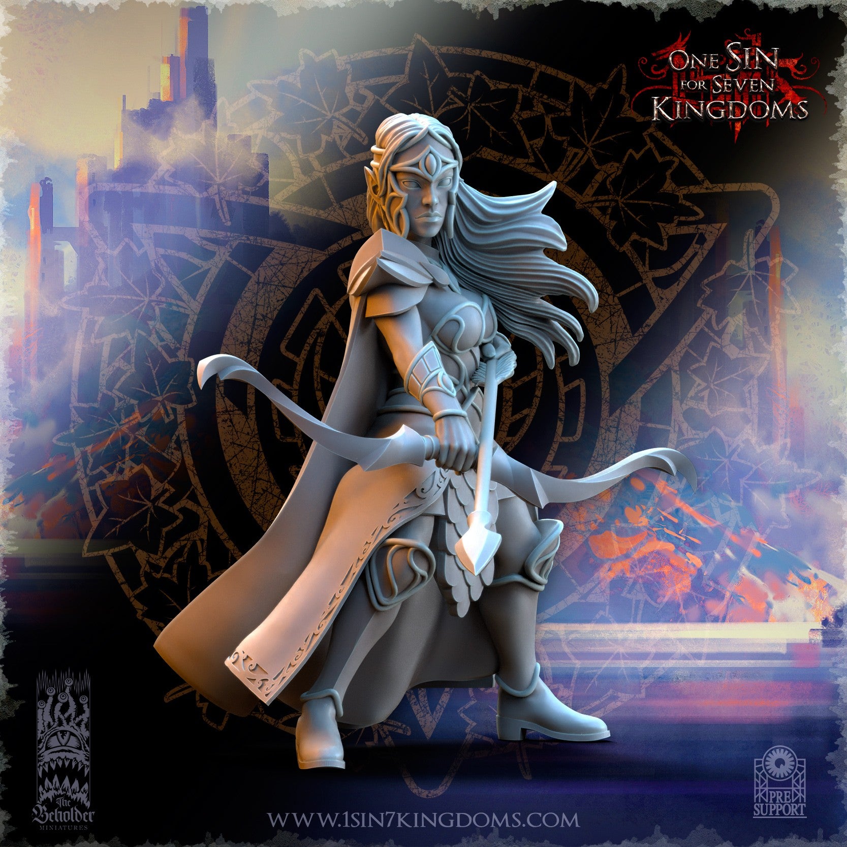 Miniatura Hermandad arquera de Plataluna Altos Elfos resina 32mm sin pintar - Drakholm