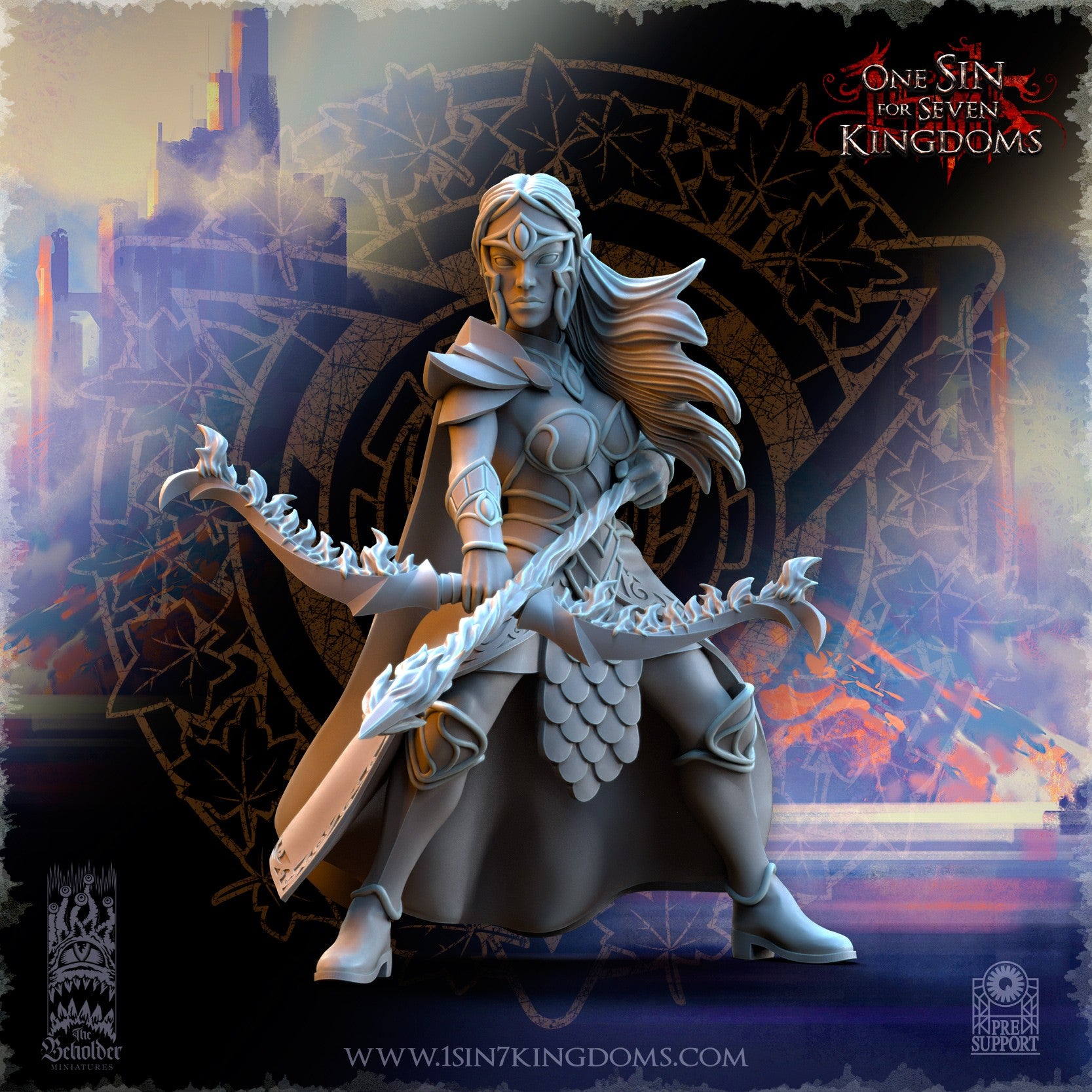 Miniatura Hermandad arquera de Plataluna Altos Elfos resina 32mm sin pintar - Drakholm