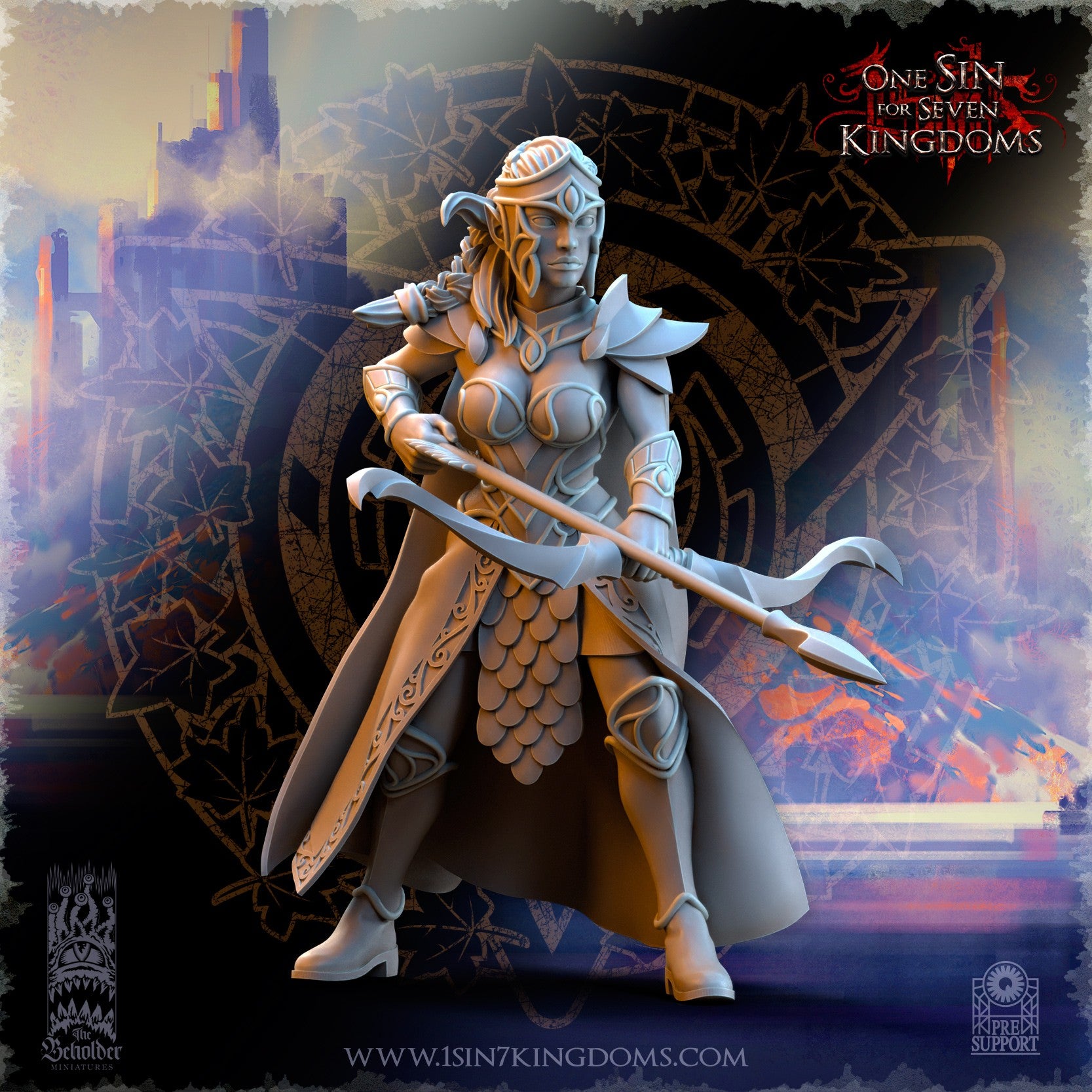 Miniatura Hermandad arquera de Plataluna Altos Elfos resina 32mm sin pintar - Drakholm