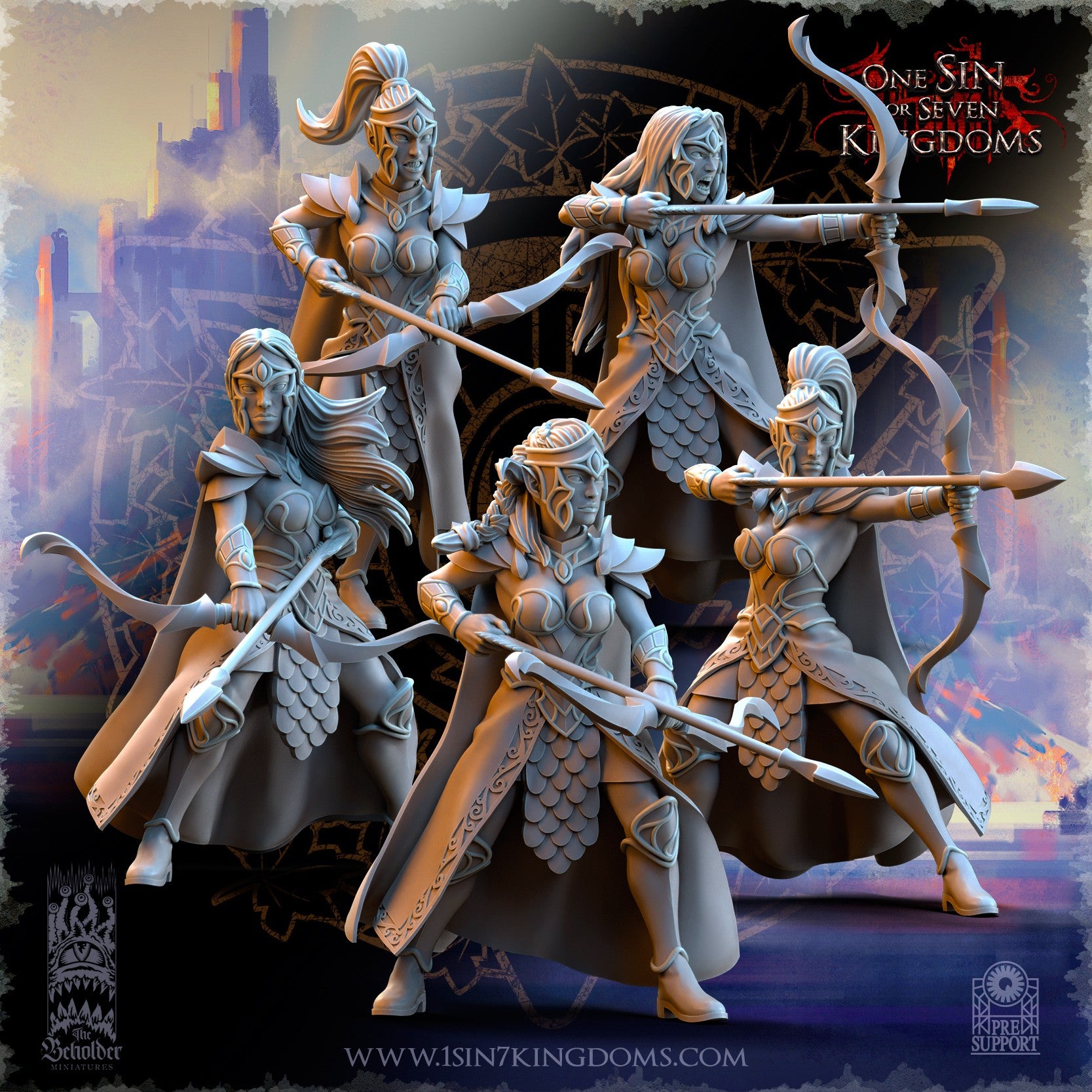 Miniatura Hermandad arquera de Plataluna Altos Elfos resina 32mm sin pintar - Drakholm