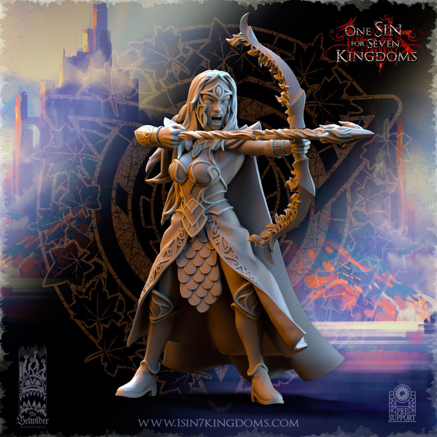 Miniatura Hermandad arquera de Plataluna Altos Elfos resina 32mm sin pintar - Drakholm