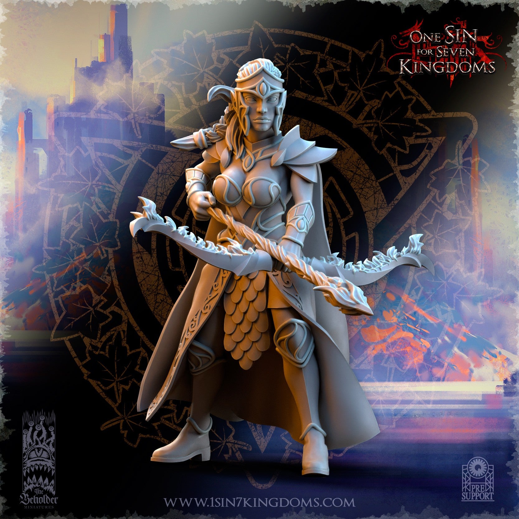 Miniatura Hermandad arquera de Plataluna Altos Elfos resina 32mm sin pintar - Drakholm
