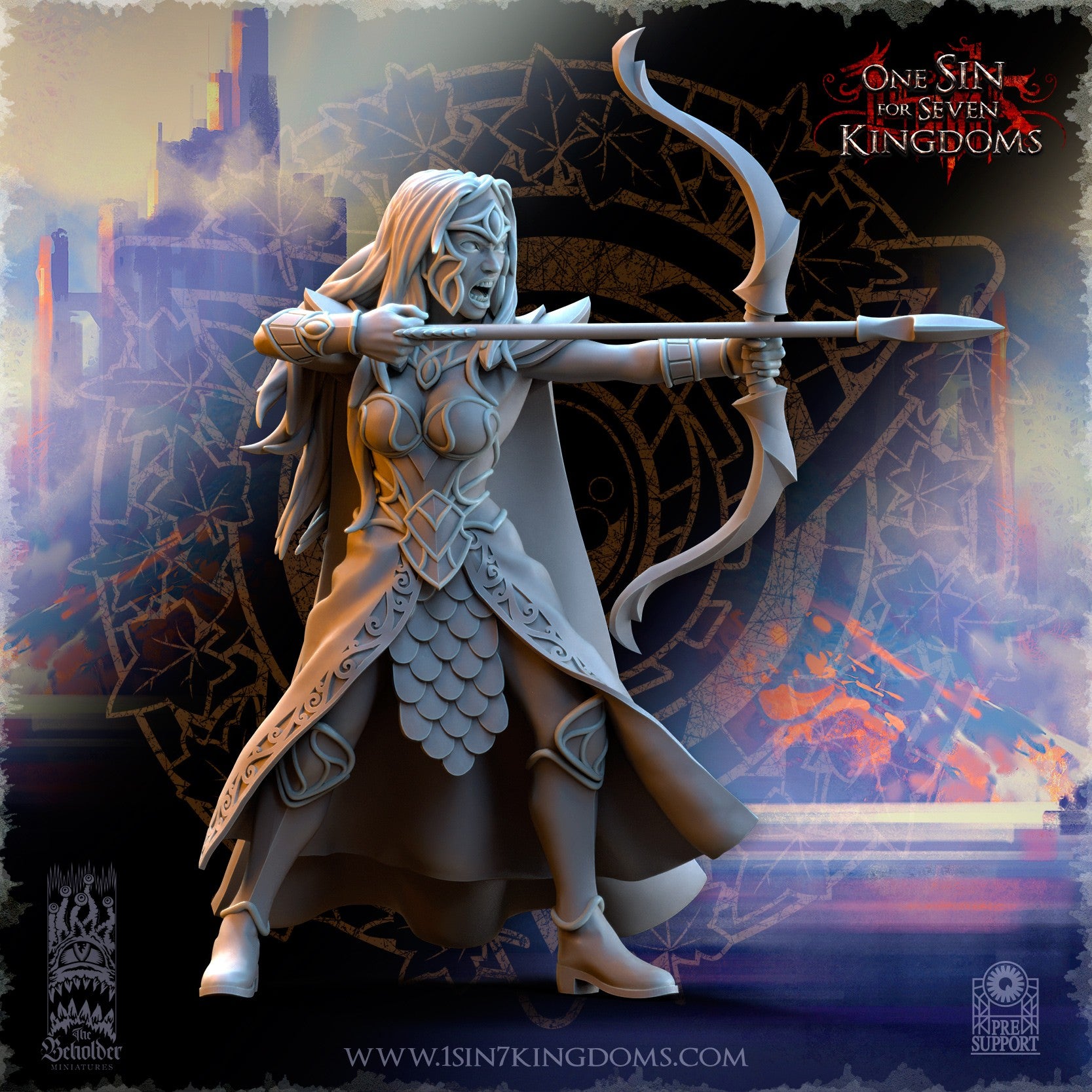 Miniatura Hermandad arquera de Plataluna Altos Elfos resina 32mm sin pintar - Drakholm