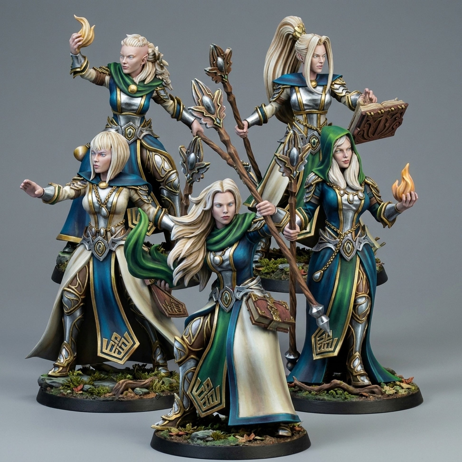 Miniatura Hechiceras del círculo interior Altos Elfos resina 32mm sin pintar - Drakholm