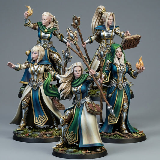 Miniatura Hechiceras del círculo interior Altos Elfos resina 32mm sin pintar - Drakholm