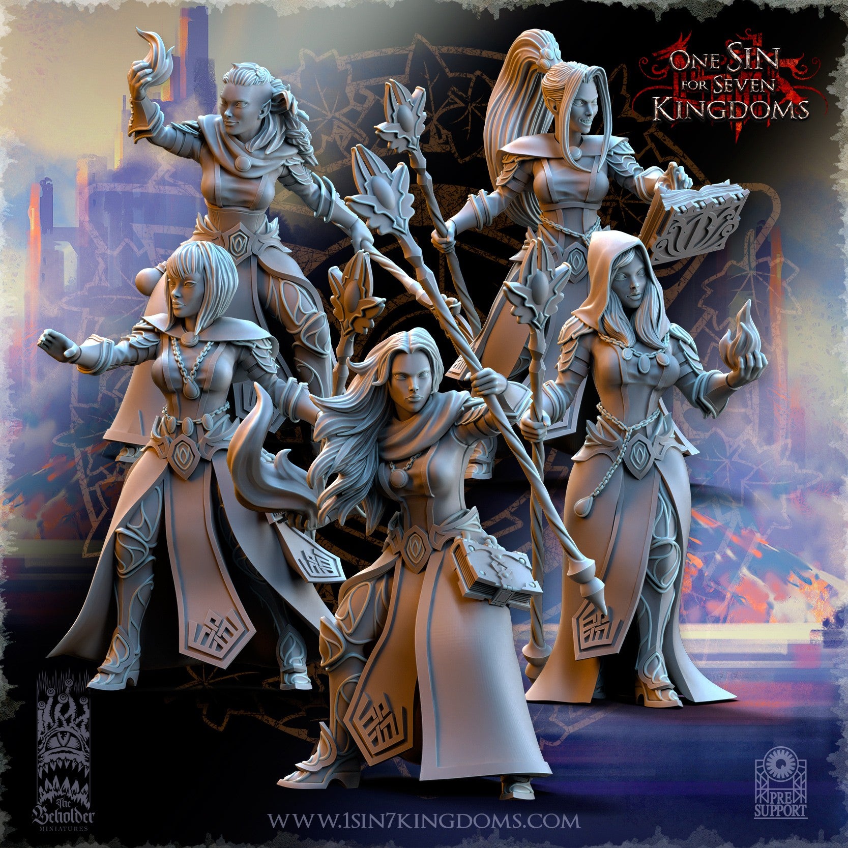 Miniatura Hechiceras del círculo interior Altos Elfos resina 32mm sin pintar - Drakholm