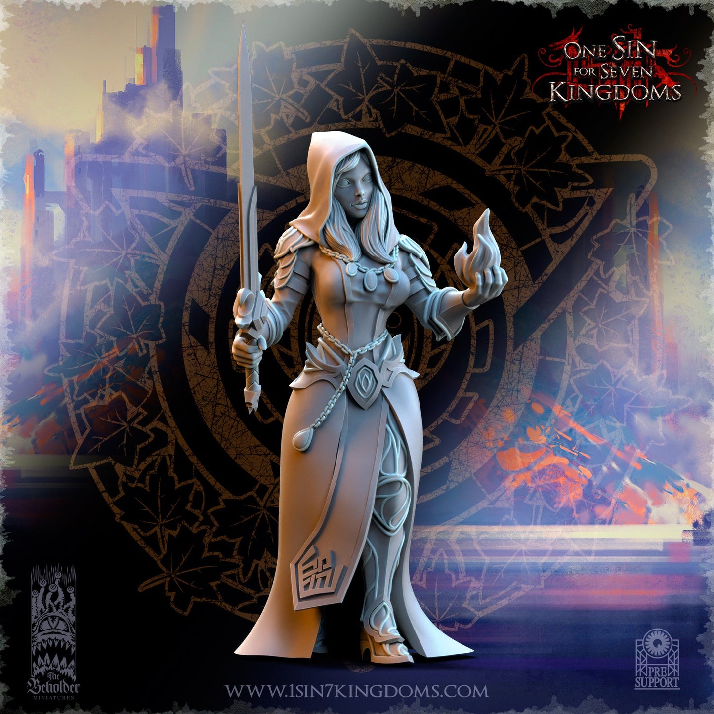Miniatura Hechiceras del círculo interior Altos Elfos resina 32mm sin pintar - Drakholm