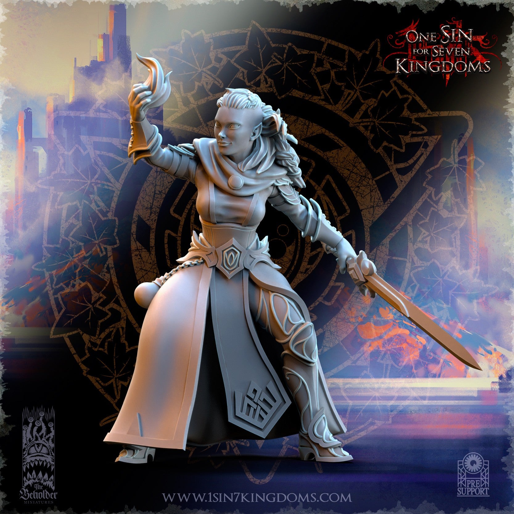 Miniatura Hechiceras del círculo interior Altos Elfos resina 32mm sin pintar - Drakholm