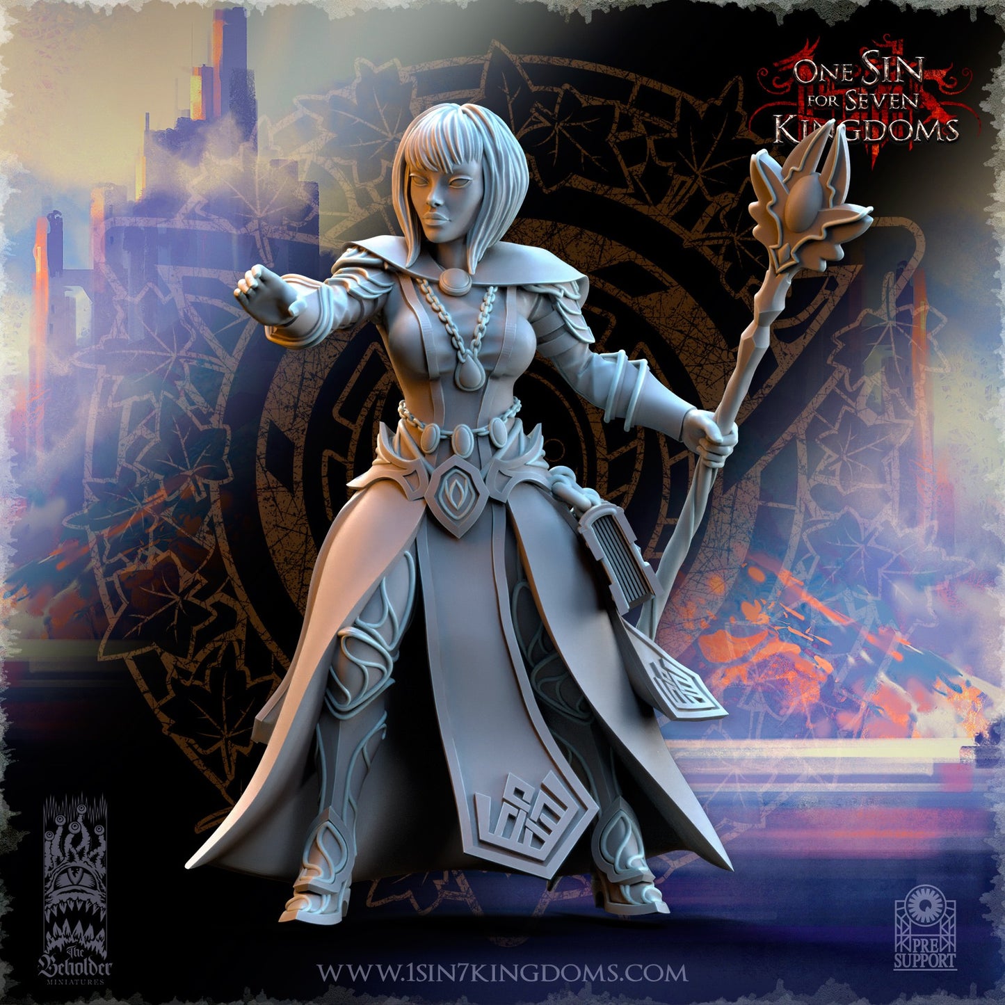 Miniatura Hechiceras del círculo interior Altos Elfos resina 32mm sin pintar - Drakholm
