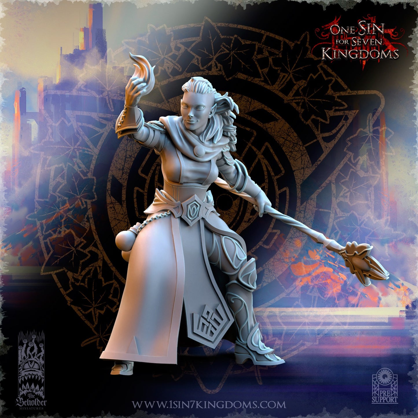 Miniatura Hechiceras del círculo interior Altos Elfos resina 32mm sin pintar - Drakholm