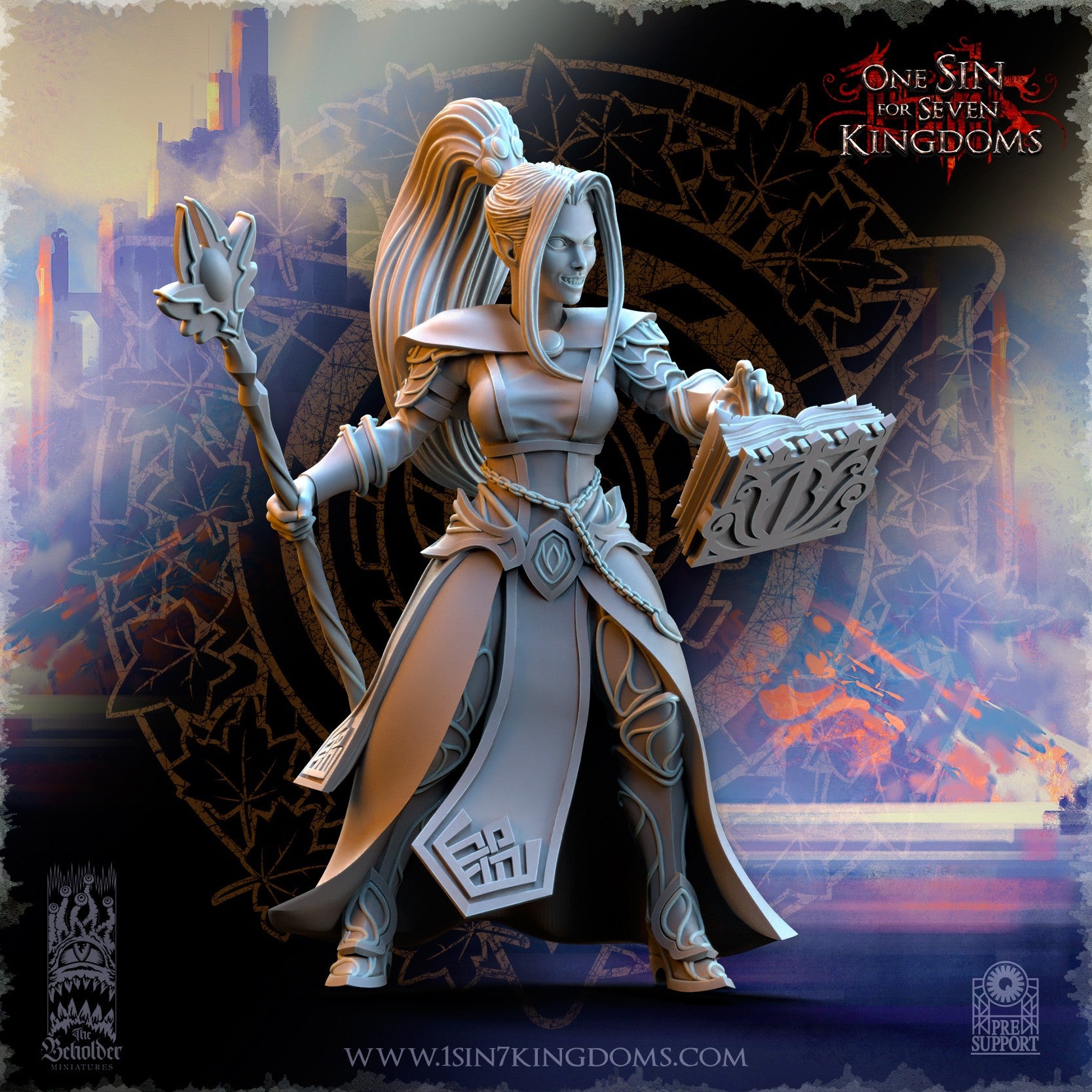 Miniatura Hechiceras del círculo interior Altos Elfos resina 32mm sin pintar - Drakholm