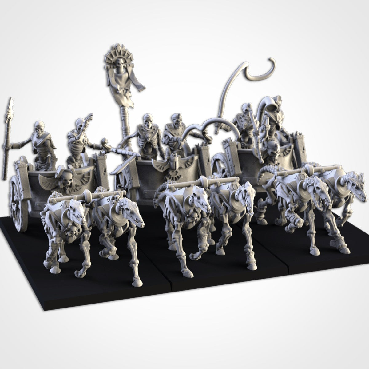 Miniatura Carros de Guerra Esqueléticos Reyes Funerarios resina 32mm sin pintar - Drakholm