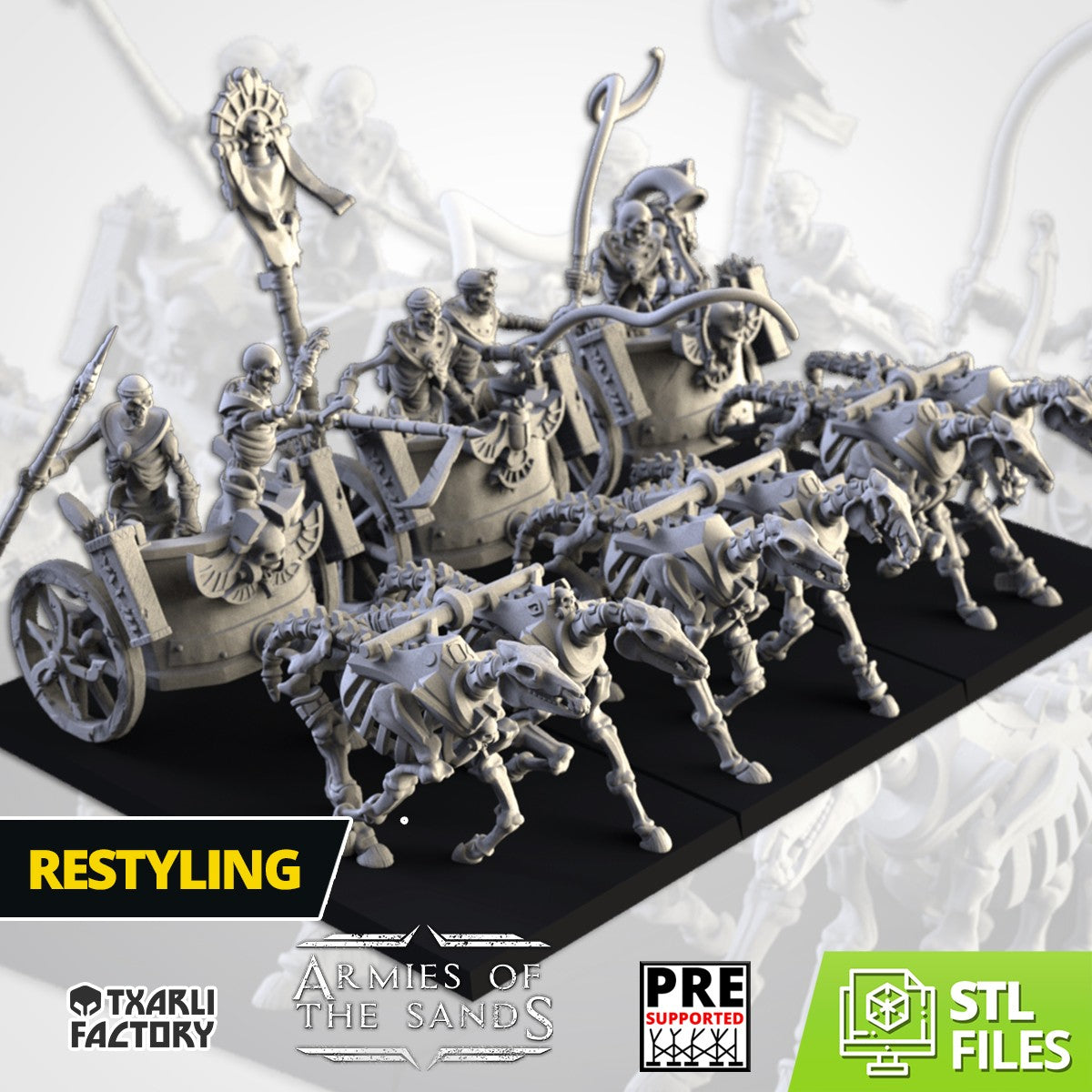 Miniatura Carros de Guerra Esqueléticos Reyes Funerarios resina 32mm sin pintar - Drakholm