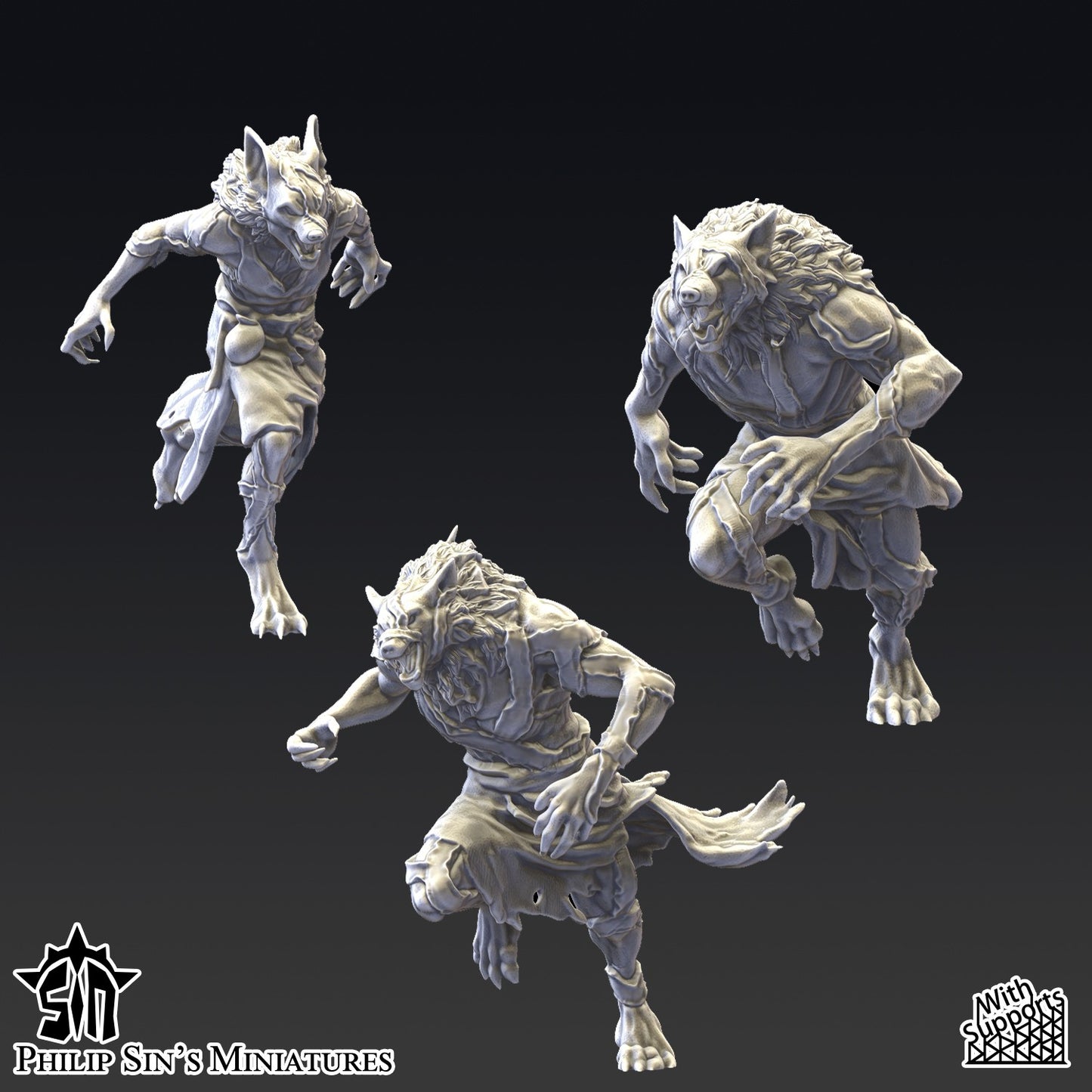 Miniatura Los Lobos de Piel Reinos del Caos resina 32mm sin pintar - Drakholm