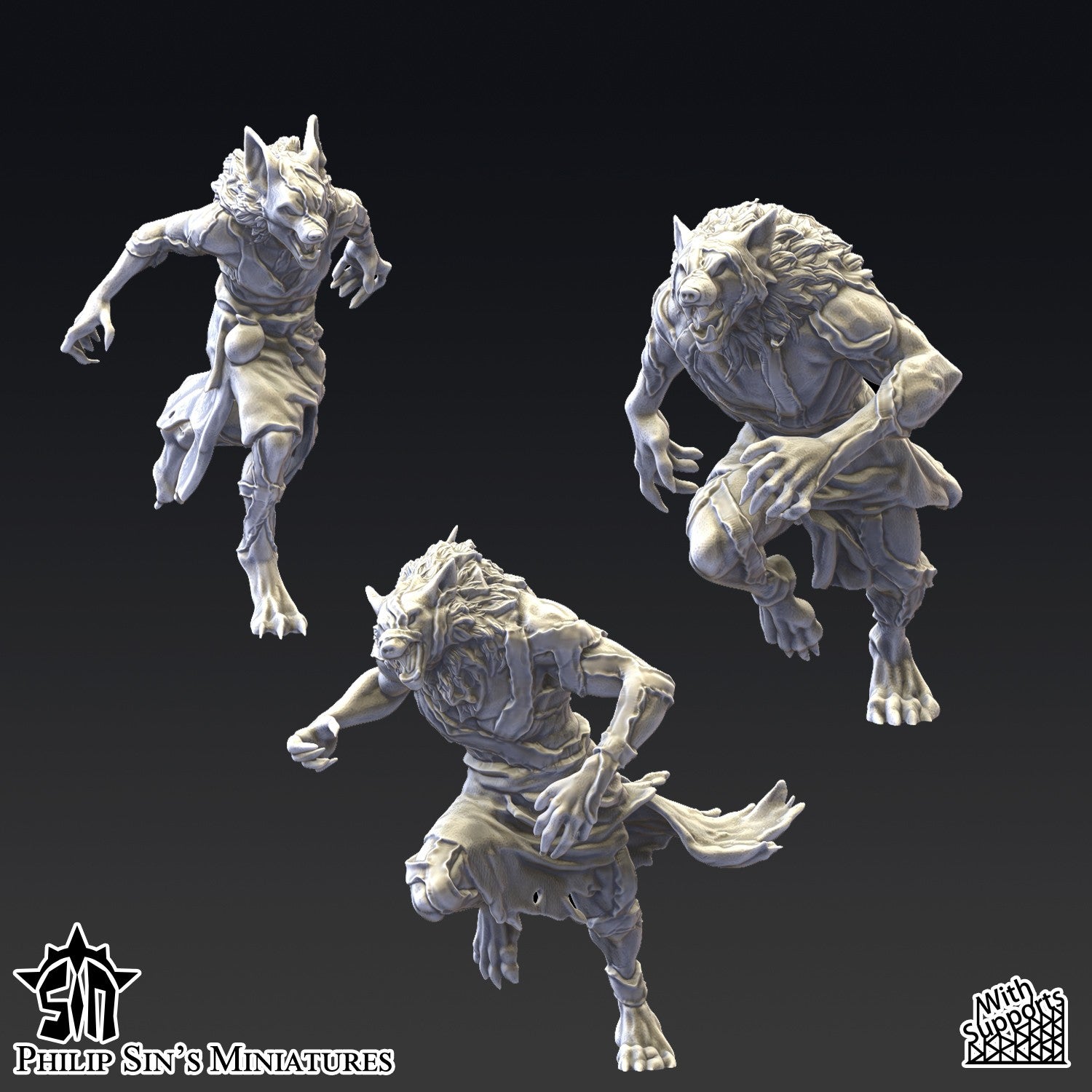 Miniatura Los Lobos de Piel Reinos del Caos resina 32mm sin pintar - Drakholm