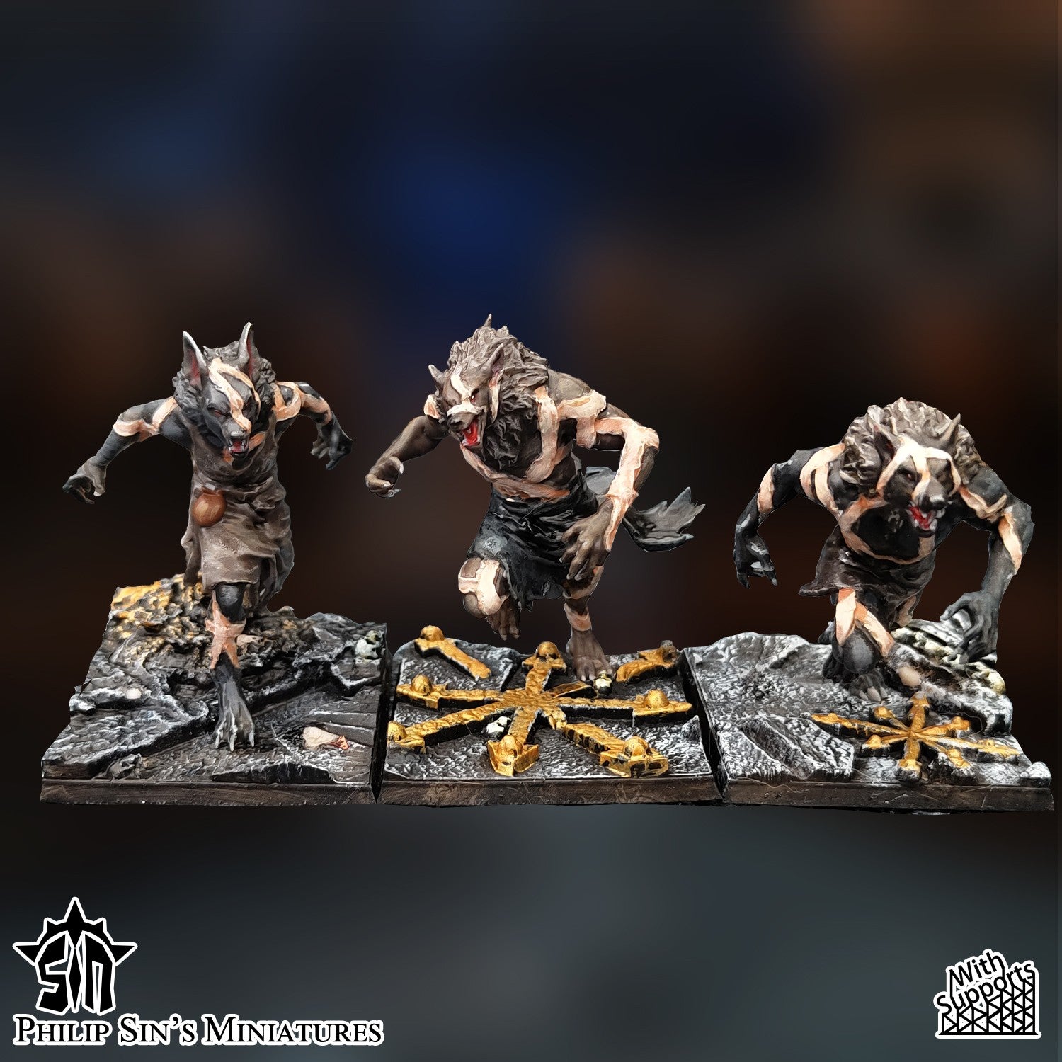 Miniatura Los Lobos de Piel Reinos del Caos resina 32mm sin pintar - Drakholm