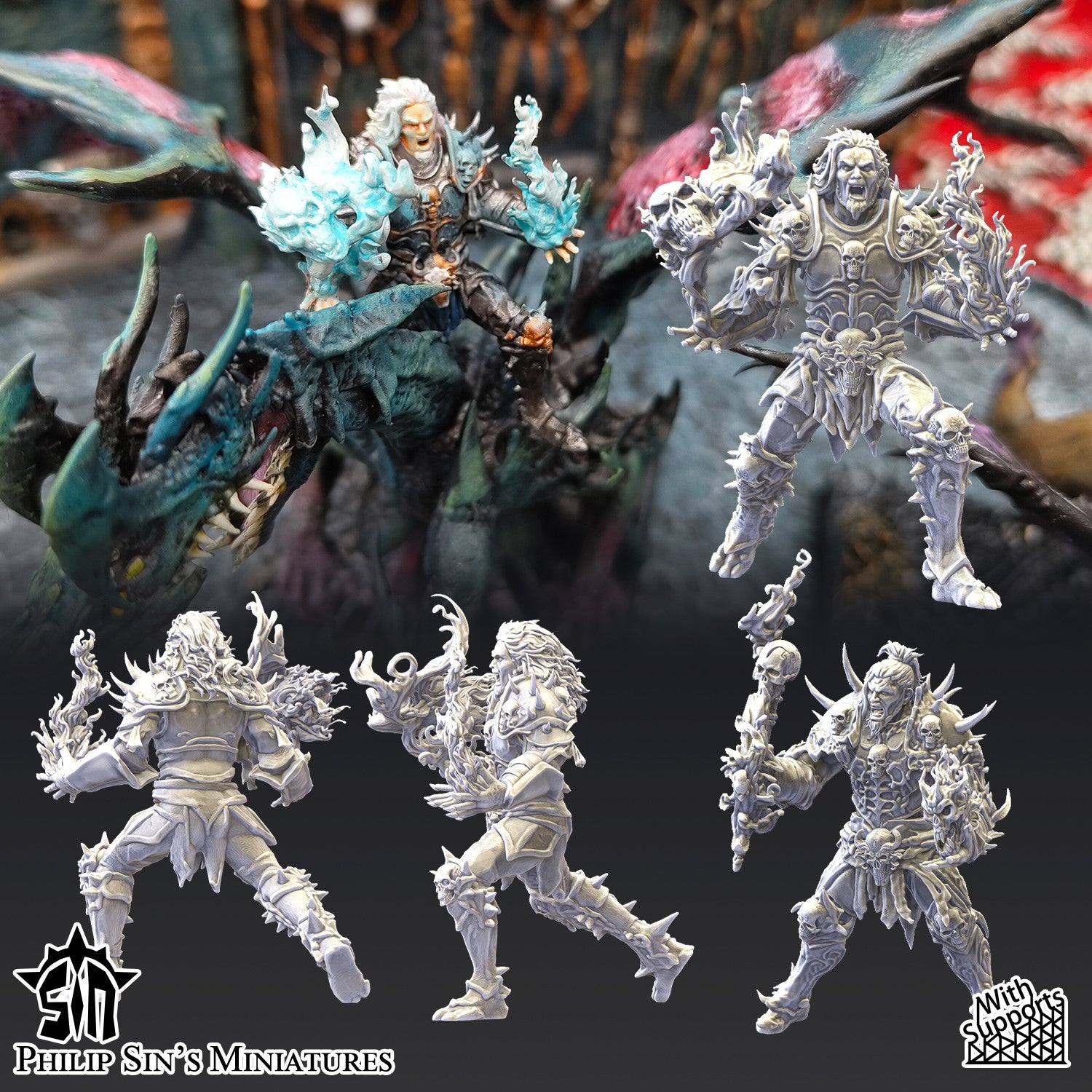 Miniatura Señores Hechiceros Reinos del Caos resina 32mm sin pintar - Drakholm